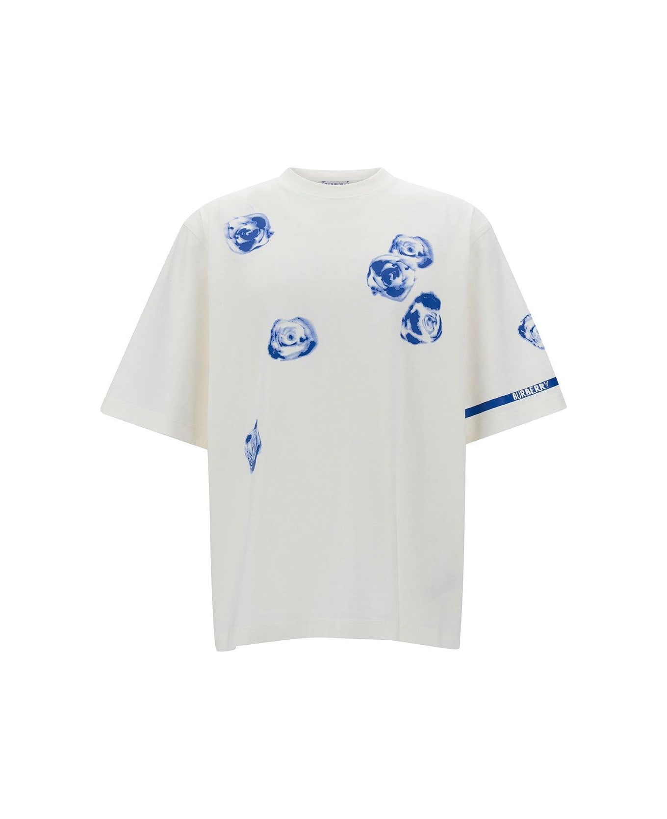 Burberry Rose-printed Crewneck T-shirt - Rain シャツ