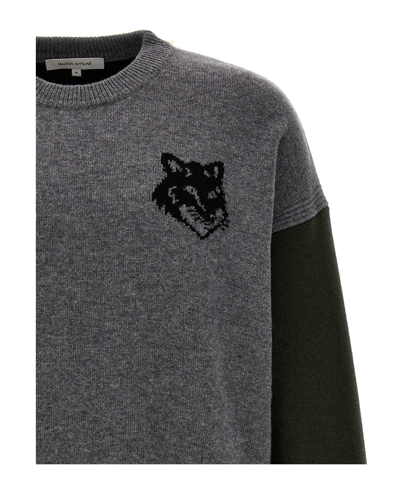 Maison Kitsuné 'fox Head' Sweater - Grey Melange Black ニットウェア
