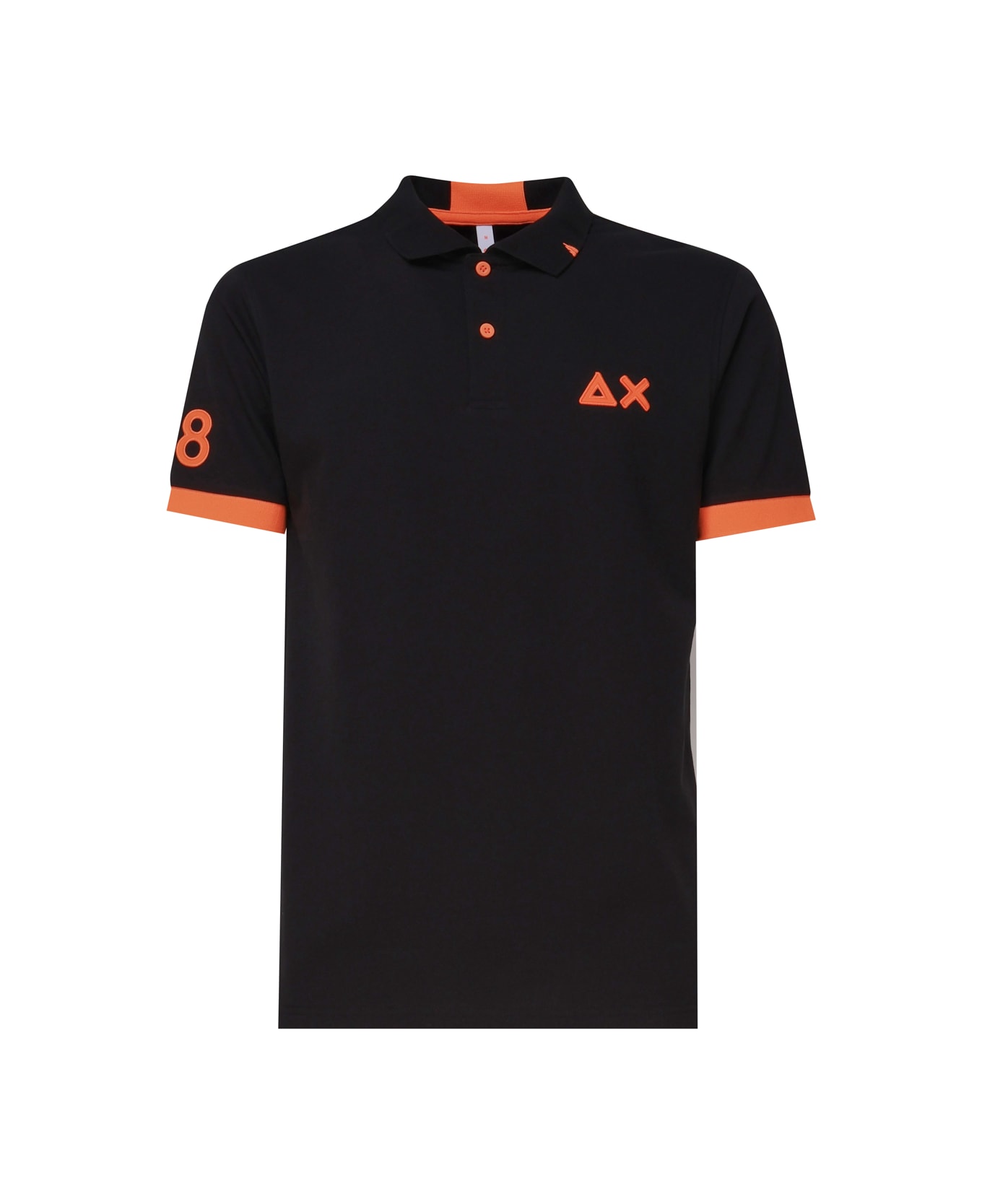 Sun 68 Polo T-shirt With Front Logo - Black