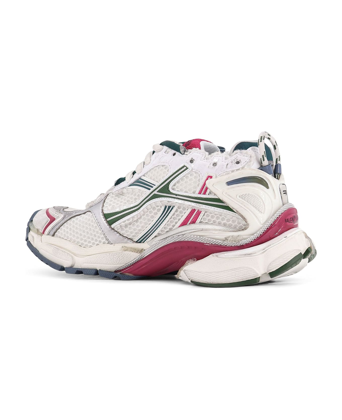 Balenciaga Runner Low-top Mesh Sneakers - WHT/DK GREEN/BLU/PNK