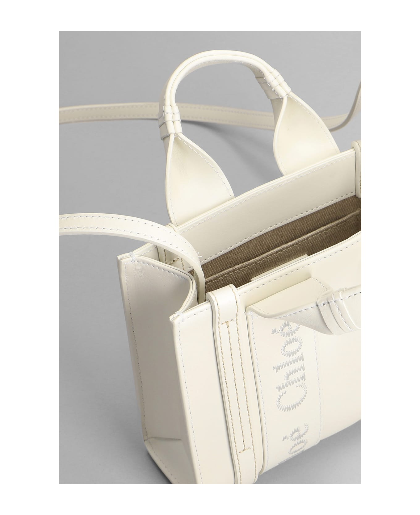 Chloé White Mini Woody Tote Bag - White