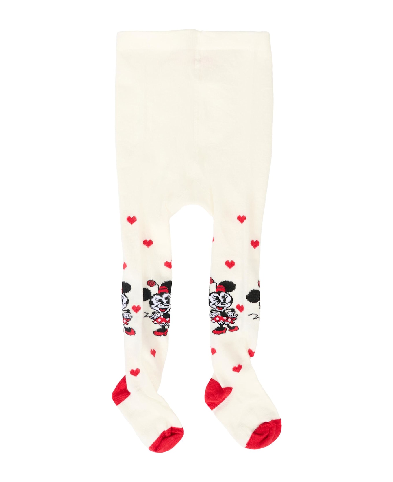 Monnalisa White Tights For Baby Girl With Minnie - White