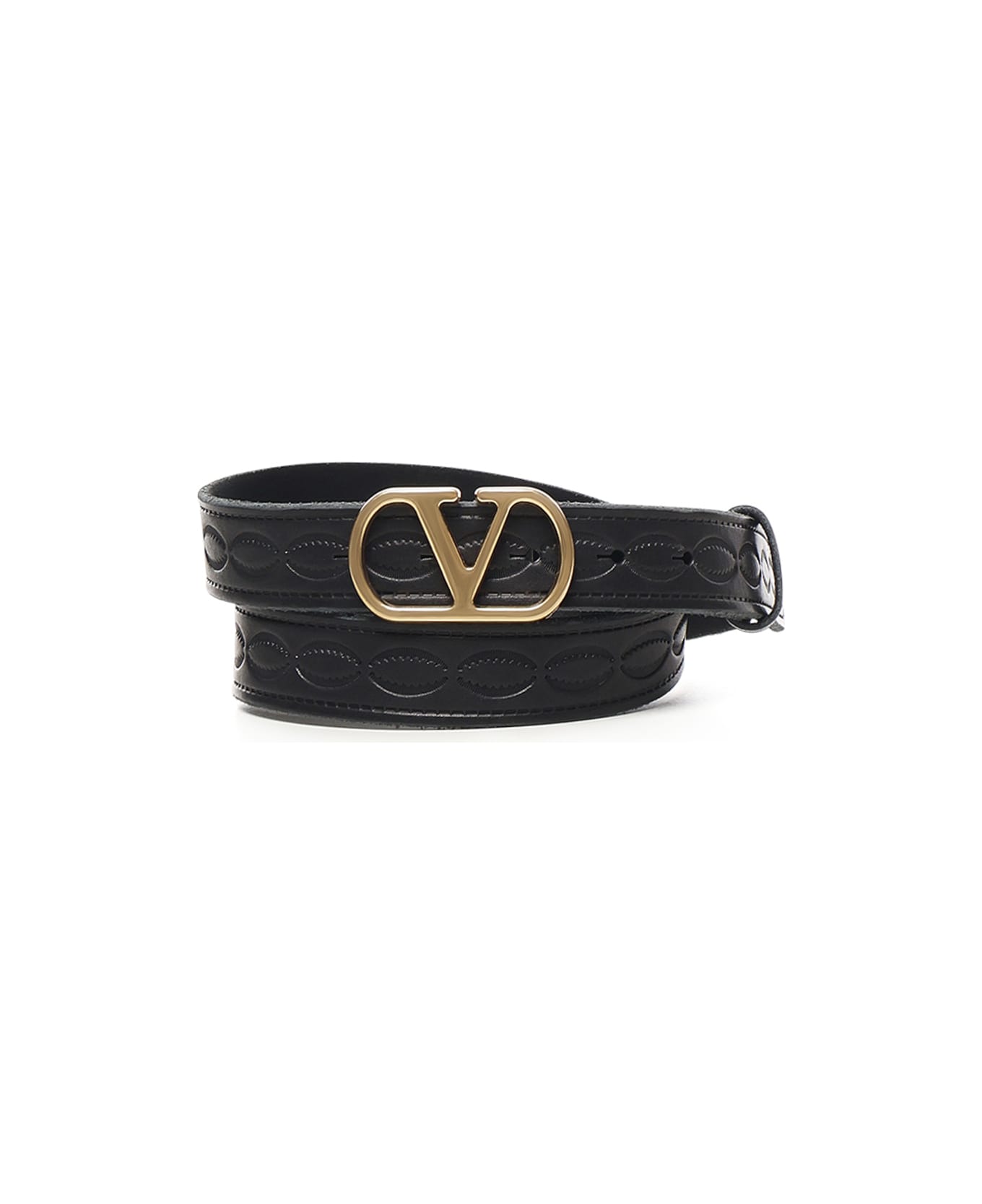 Valentino Garavani Vlogo Singature Leather Belt - Black