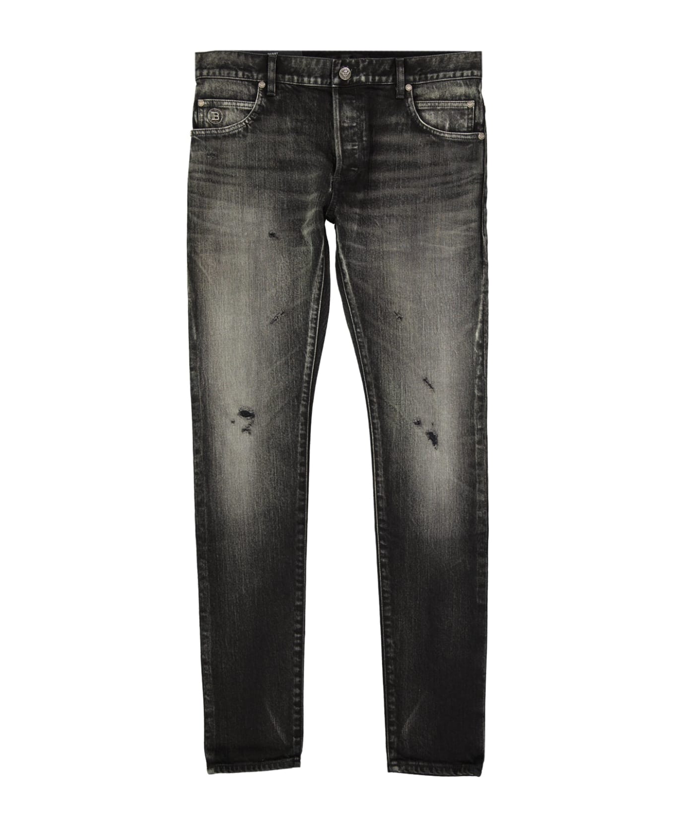 Balmain Cotton Denim Jeans - Gray