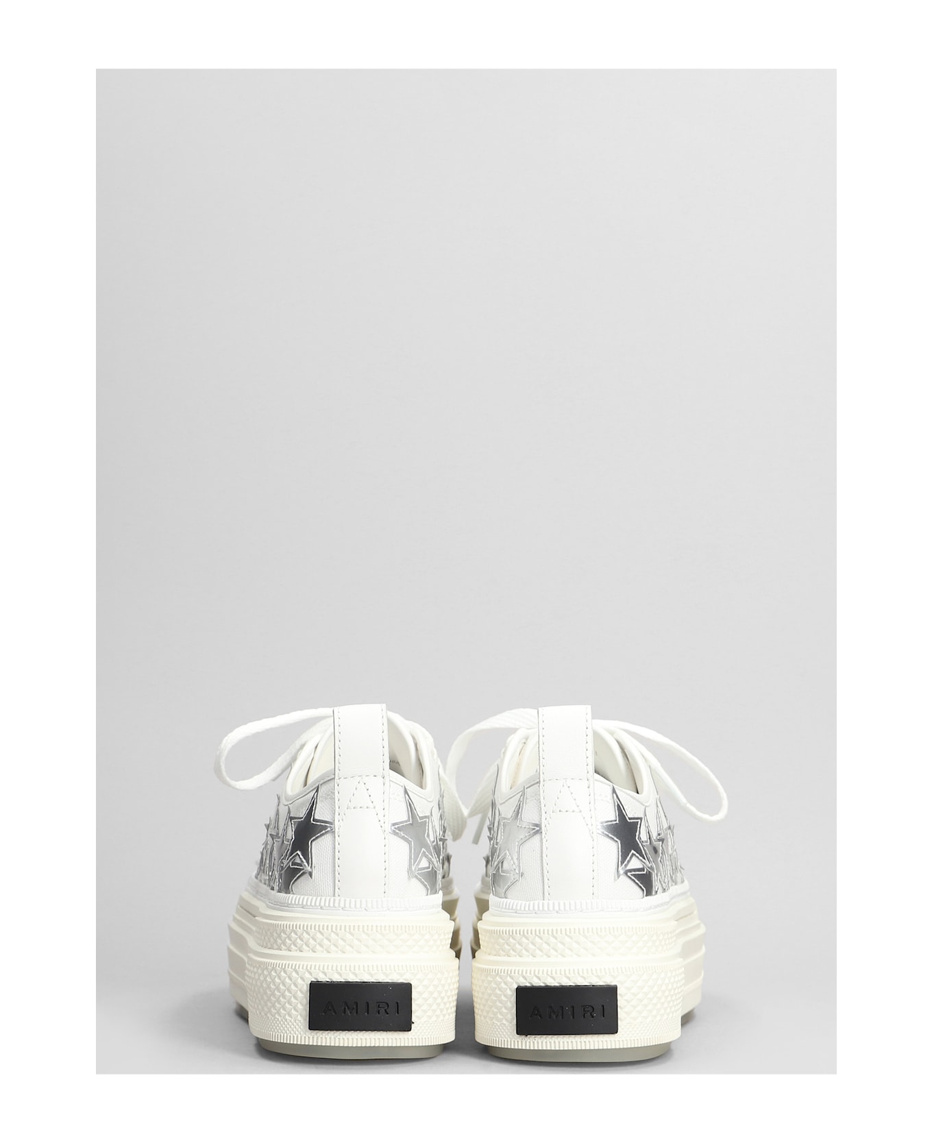 AMIRI Platform Stars Court Sneakers In White Cotton - white