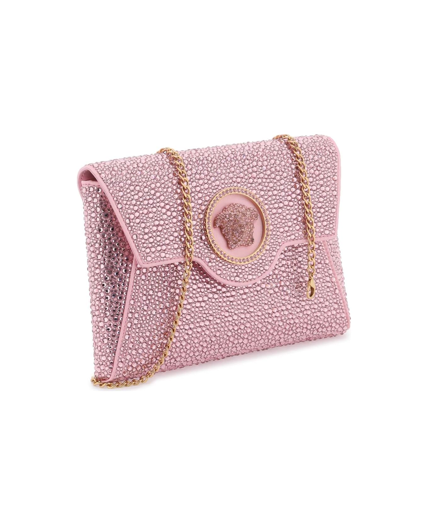Versace La Medusa Envelope Clutch With Crystals - PALE PINK VERSACE GOLD ショルダーバッグ