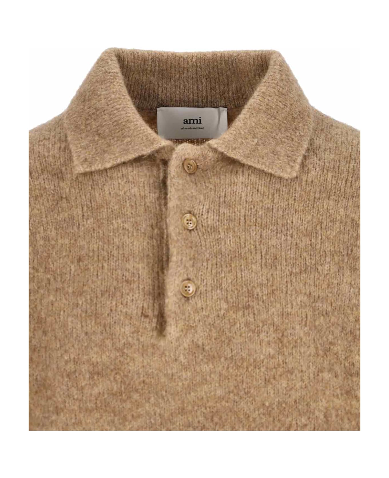 Ami Alexandre Mattiussi Alpaca Blend Polo Shirt - BROWN