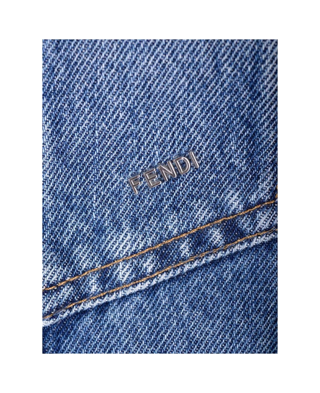 Fendi Collared Button-up Jacket - BLUE