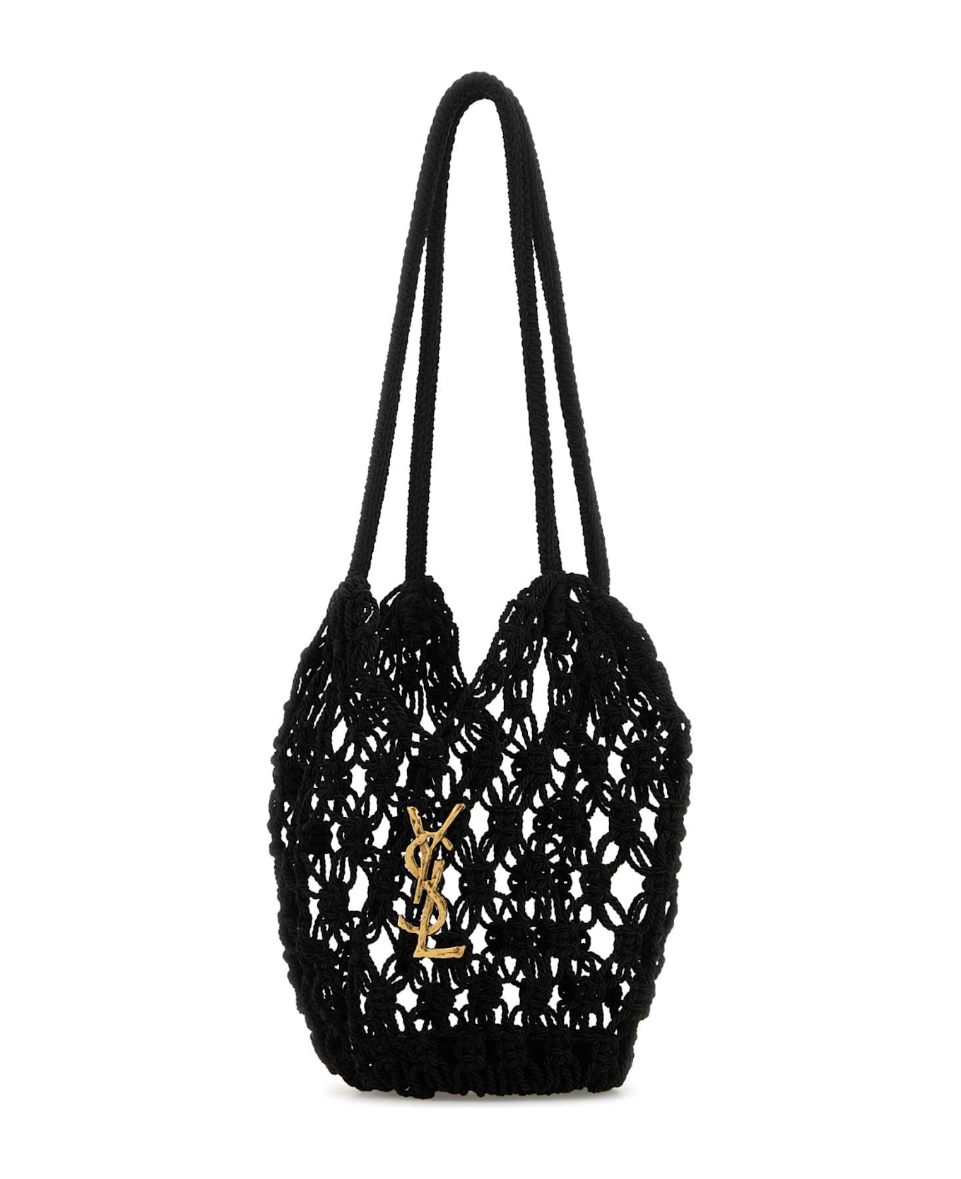 Saint Laurent Black Crochet Bucket Bag - NERO