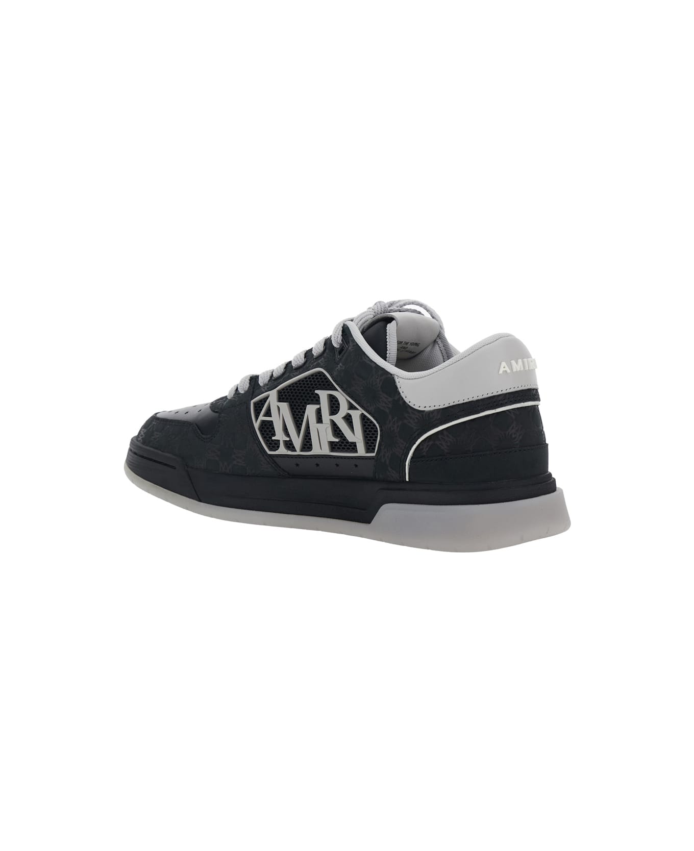 AMIRI 'classic Low' Black Sneaker With Maxi Logo On The Side And Tone-on-tone Ma Quad Motif In Leather Man - Black