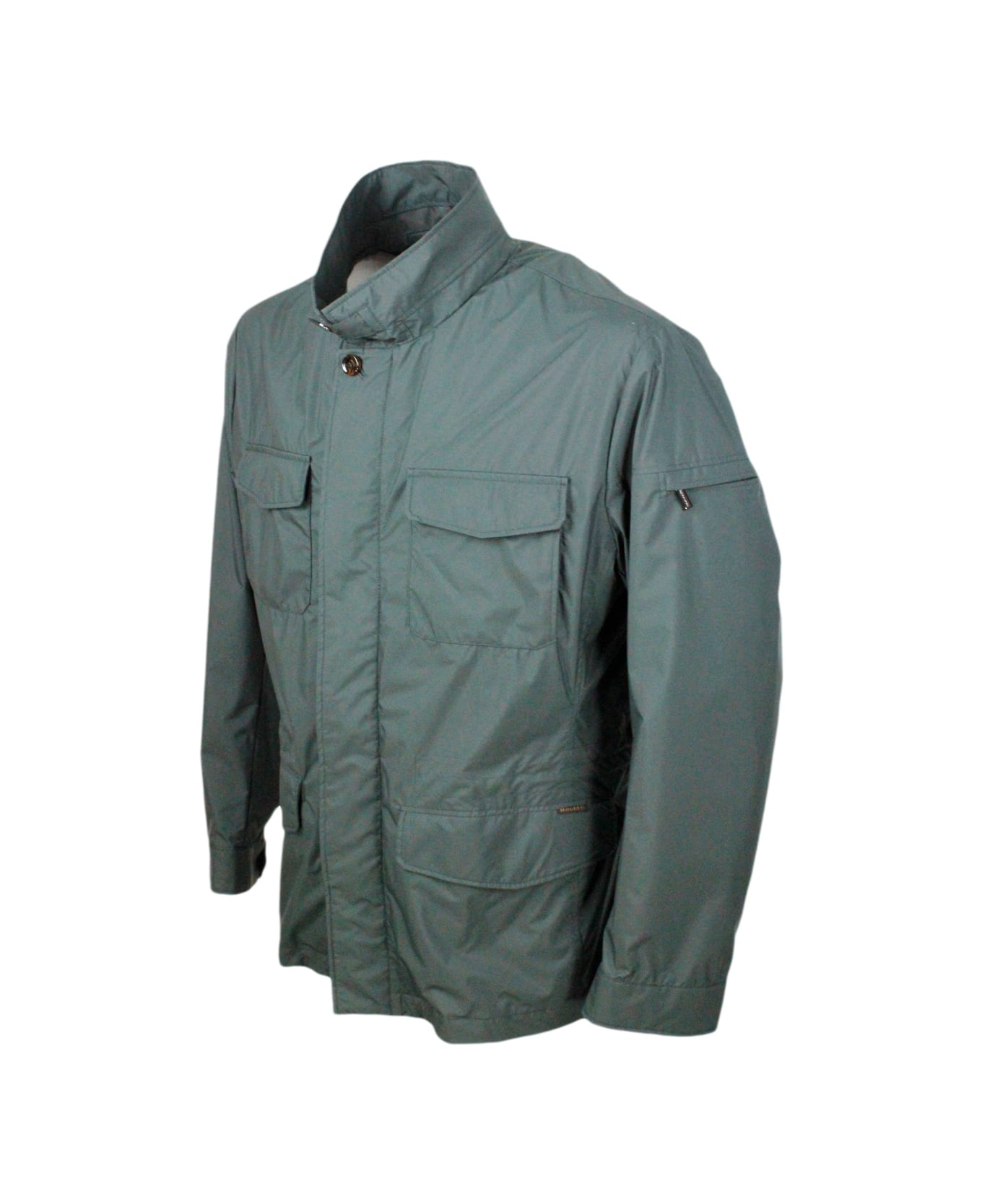 Moorer Fieldsd Jacket Made Of Waterproof Technical Fabric. Patch Pockets On The Chest And Adjustable Drawstring Waist. - Forest