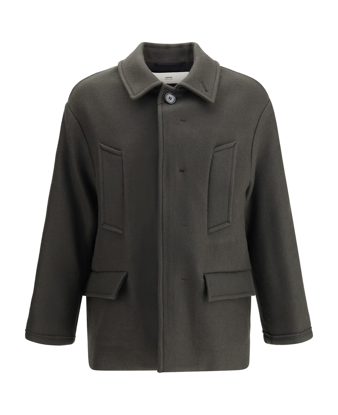 Ami Alexandre Mattiussi Oversized Wool Gabardine Peacoat