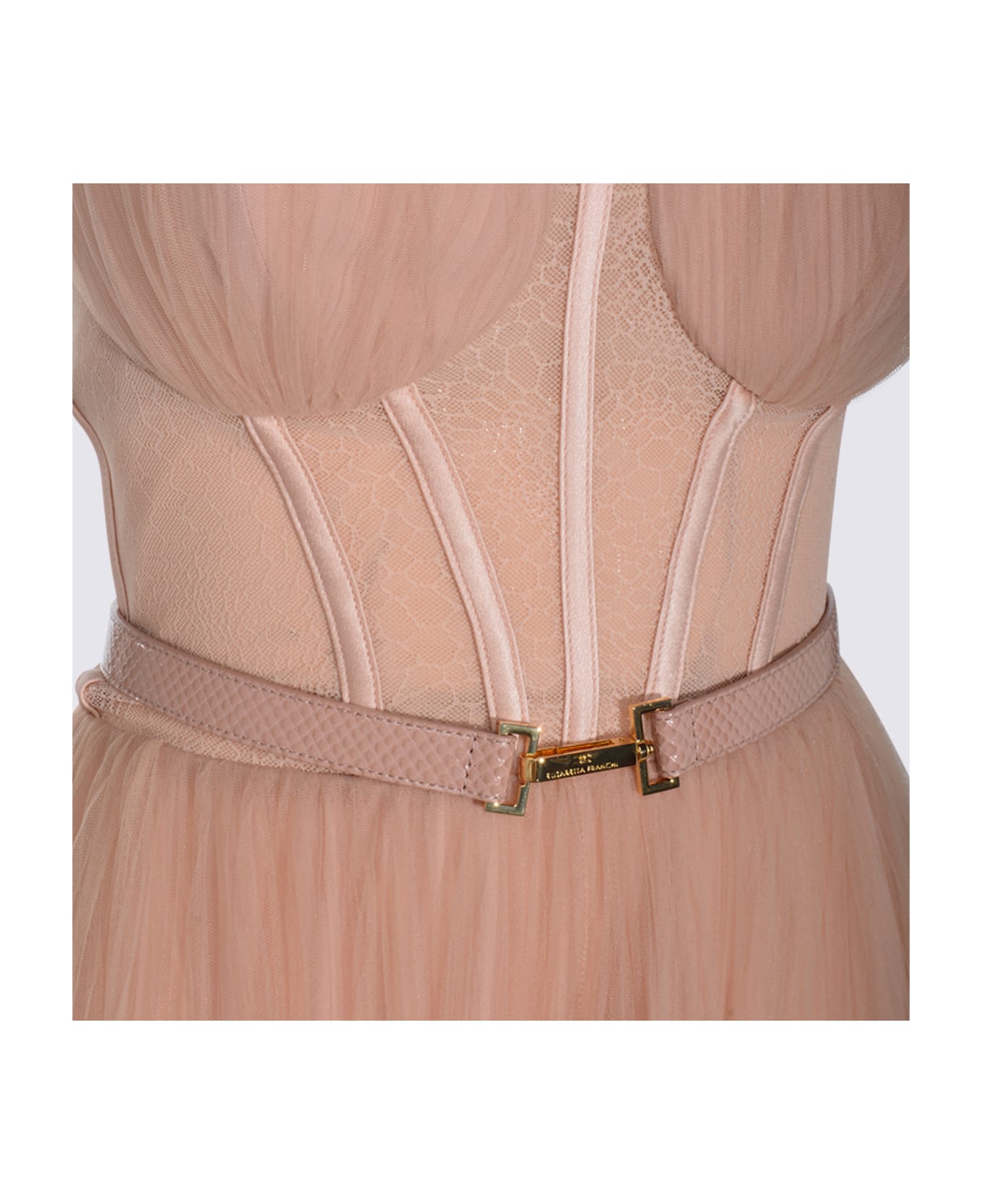 Elisabetta Franchi Pink Midi Dress - Nude