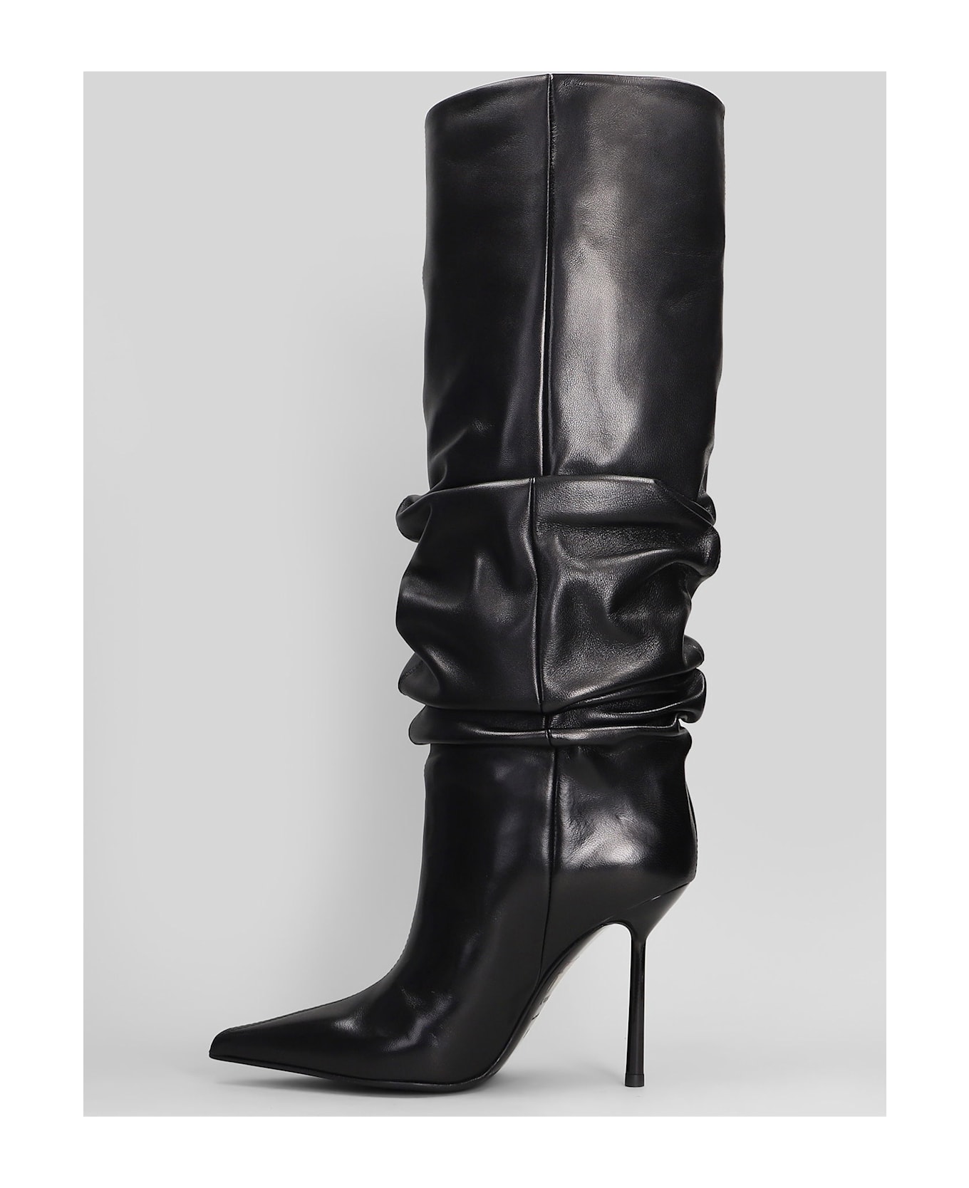 Le Silla Bella High Heels Boots In Black Leather - black