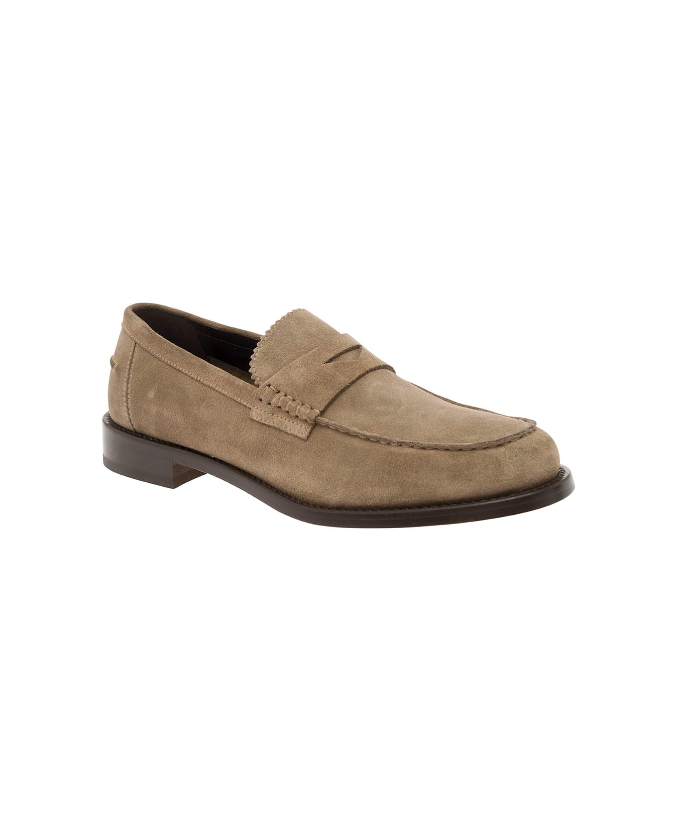 Doucal's Beige Pull-on Loafers In Suede Man - Beige