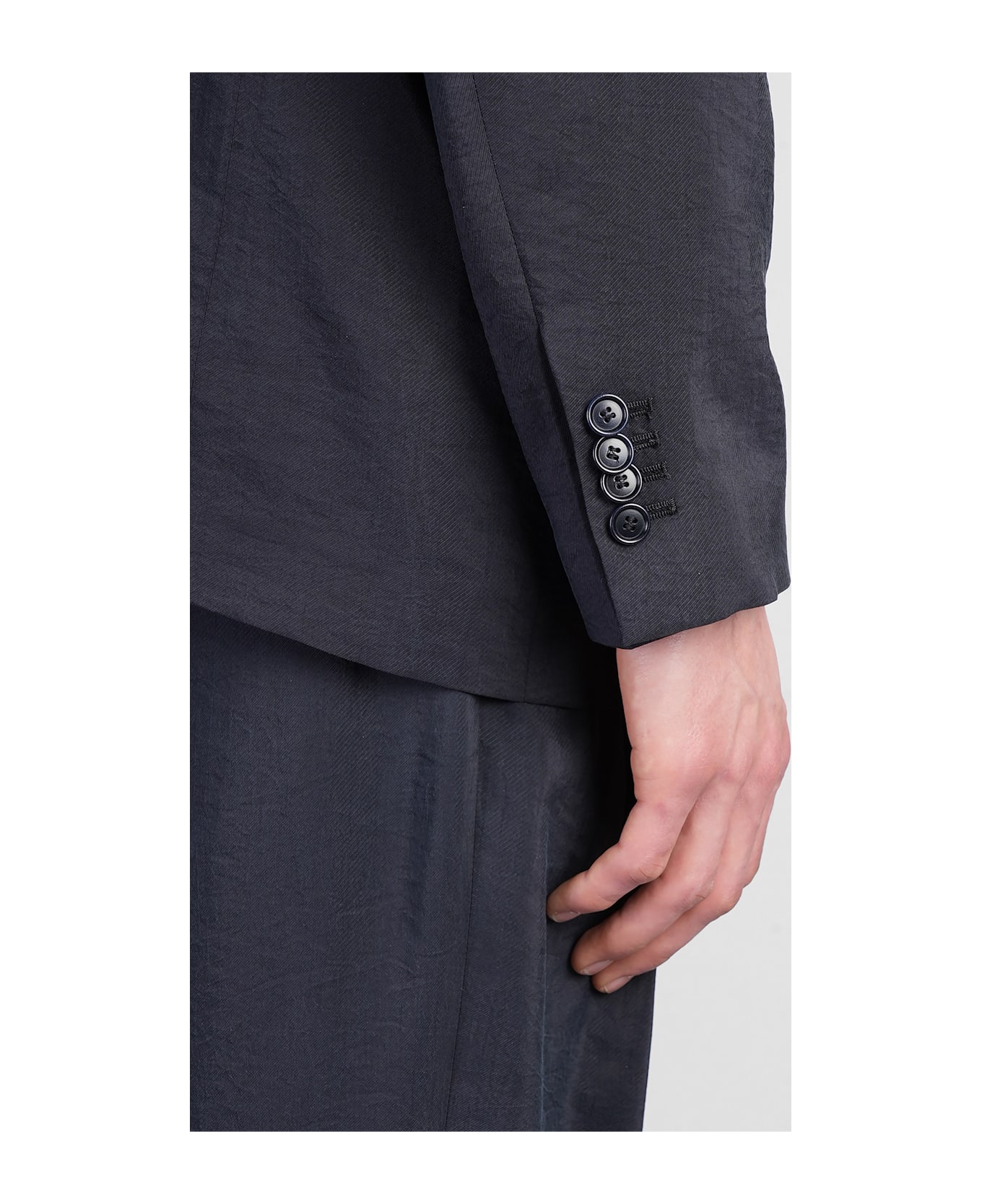 Giorgio Armani Blazer In Blue Silk - blue
