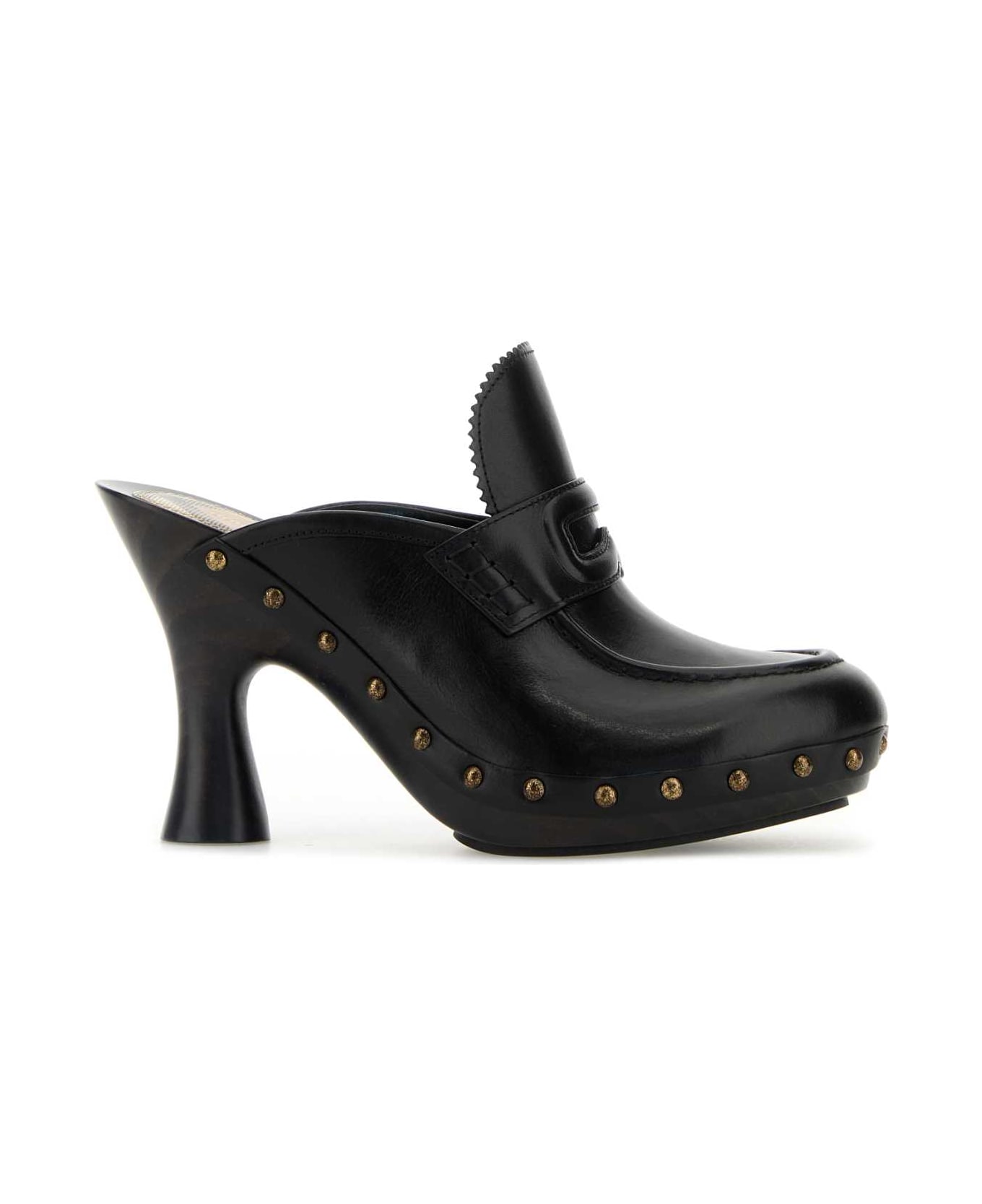 Burberry Black Leather Mules - BLACK