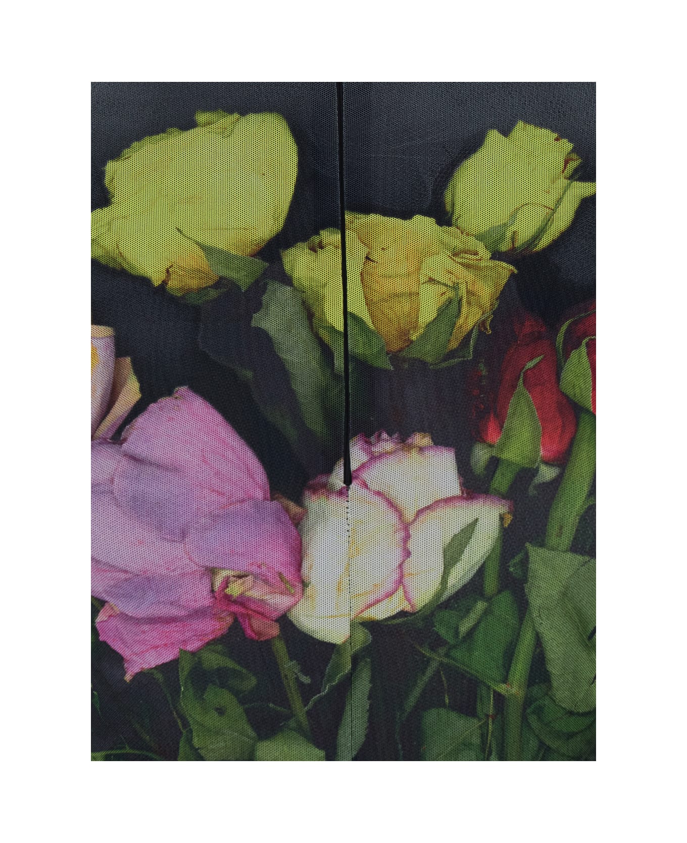 MSGM Multicolor High Neck Top With Floral Print In Fabric Woman - Multicolor