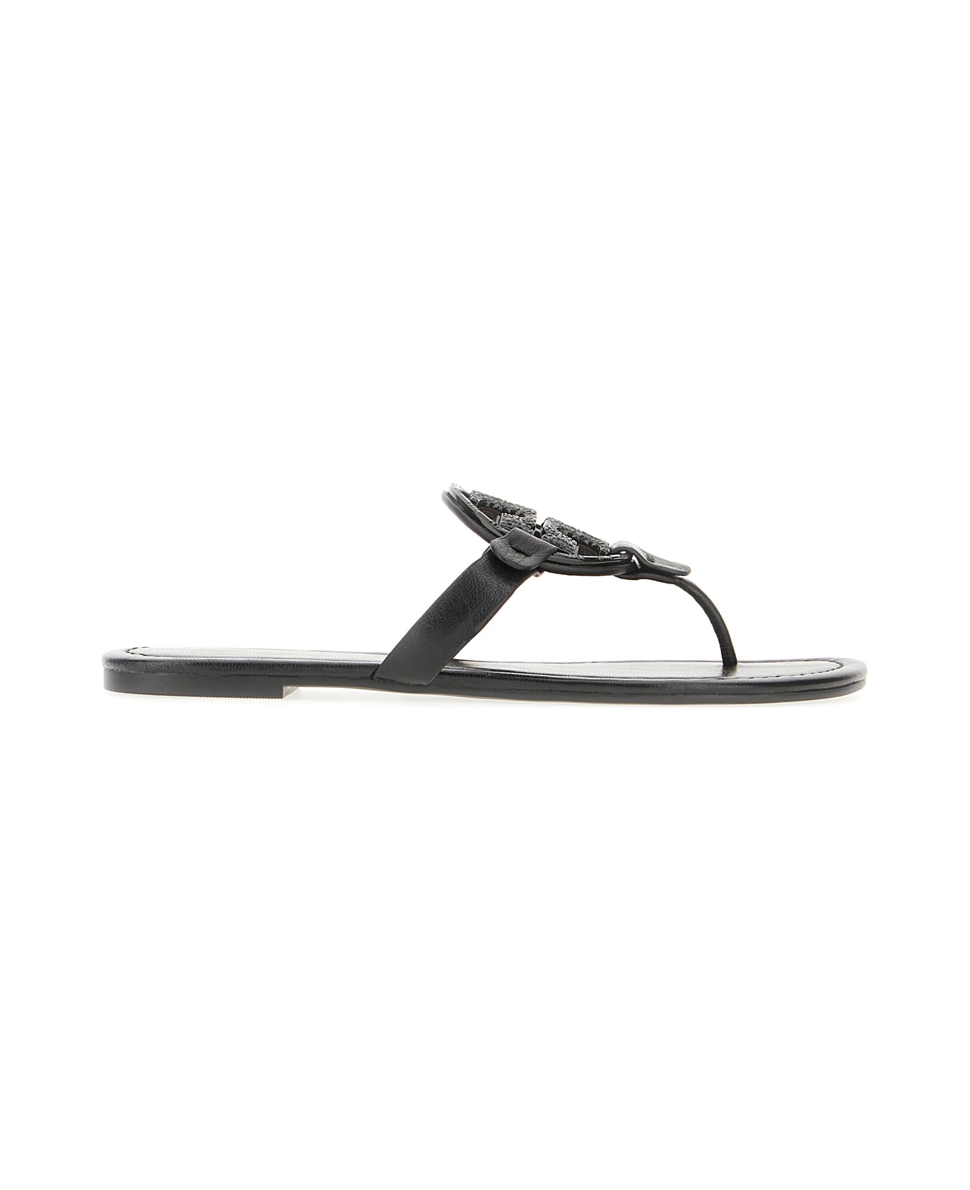 Tory Burch Black Leather Miller Sandals - PERFECT BLACK
