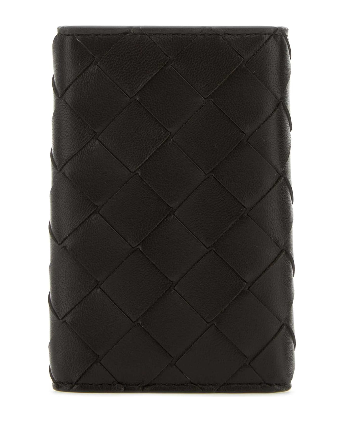 Bottega Veneta Dark Brown Nappa Leather Keyring Case - FONDANTGOLD