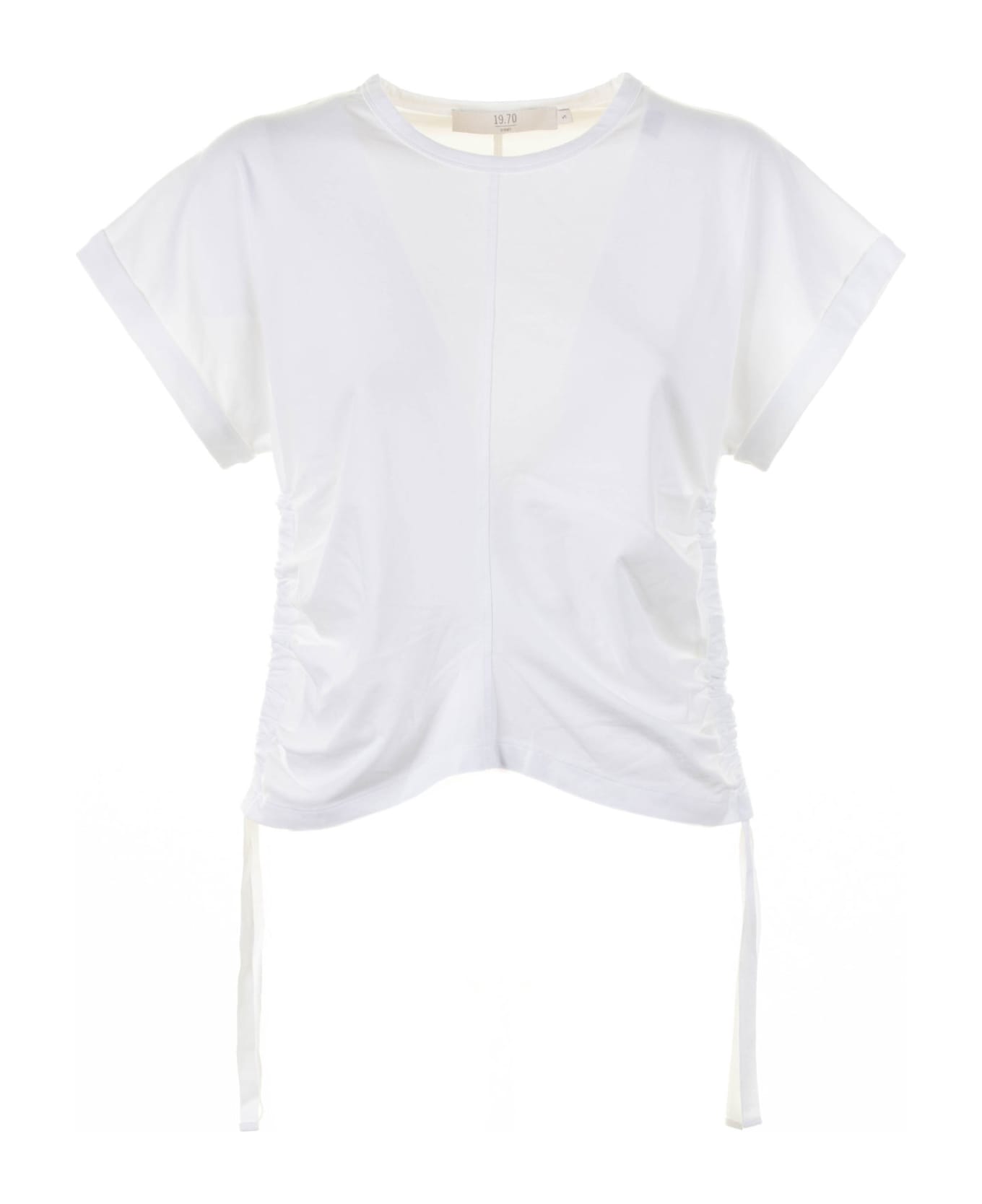 19.70 Nineteen Seventy T-shirt Whit Adjustable Side Gathering - BIANCO Tシャツ