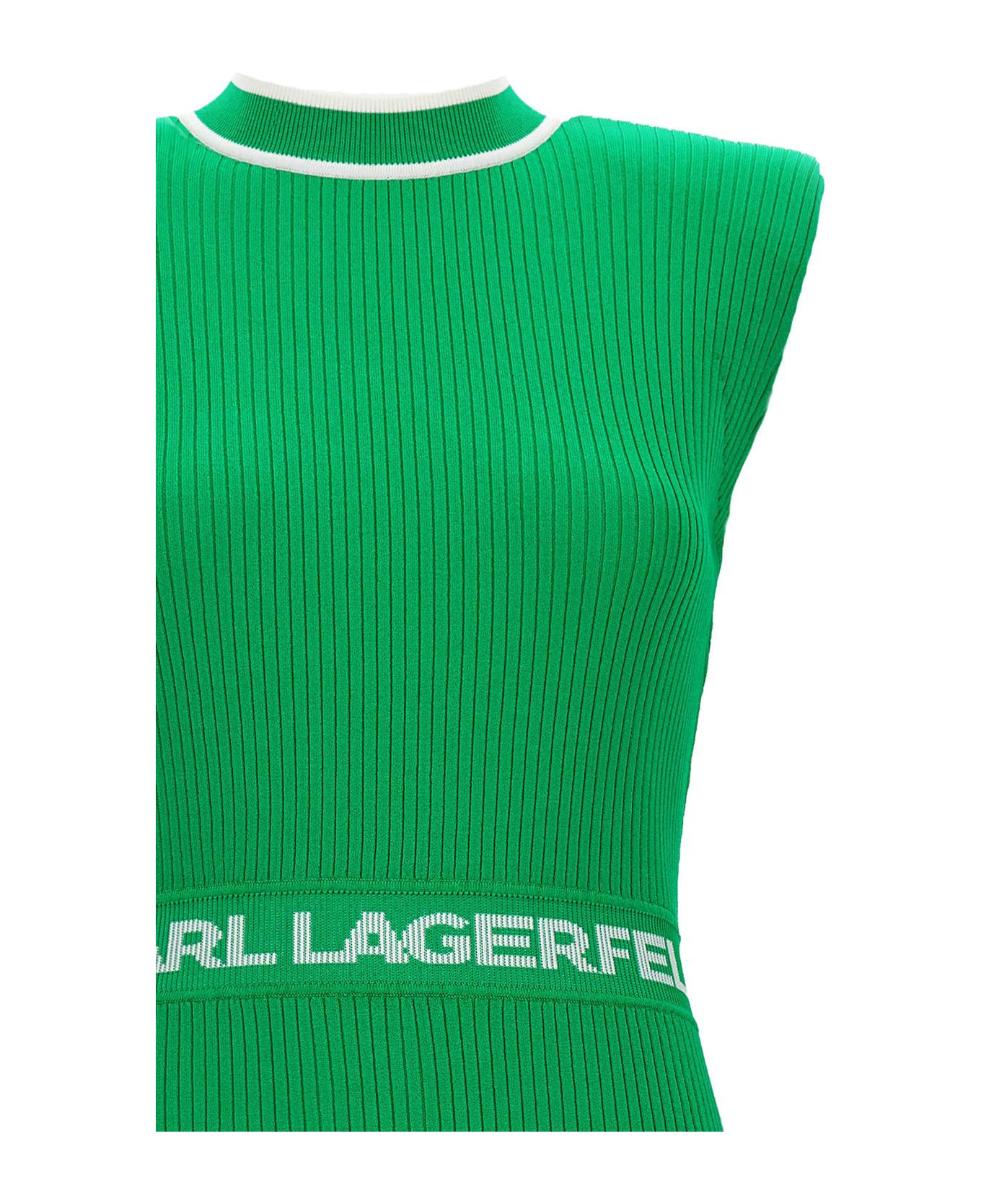 Karl Lagerfeld Logo Knit Dress - Green ワンピース＆ドレス