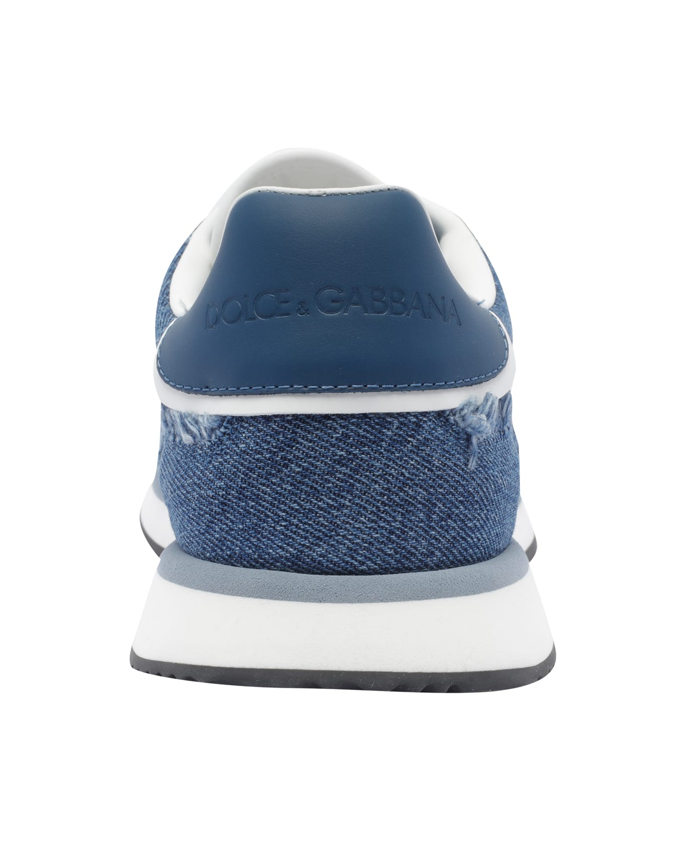Dolce 
Gabbana Dg Cushion Sneakers In Denim - WHITE/BLUE