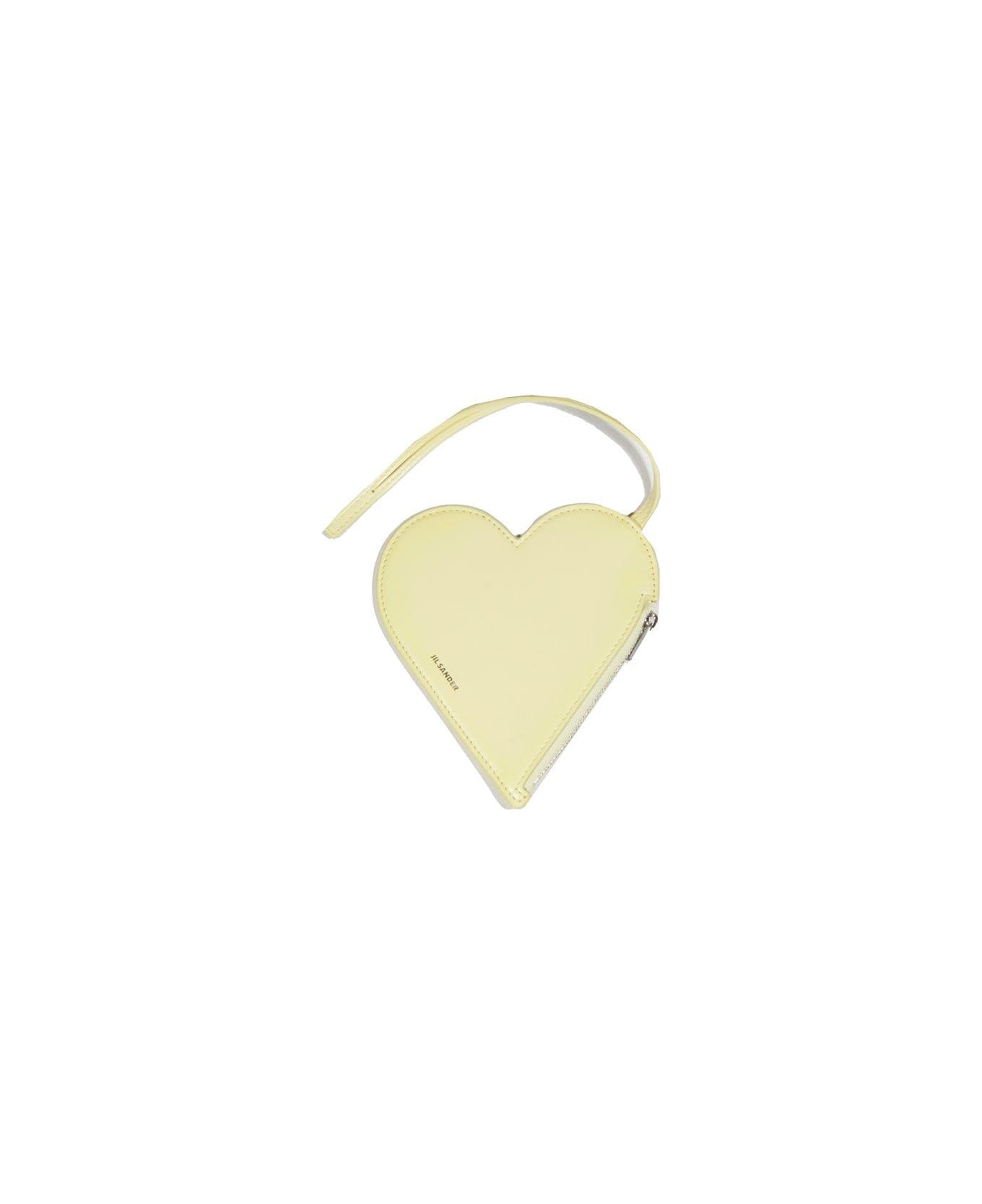 Jil Sander Carmine Heart-shaped Zipped Pouch - Panna