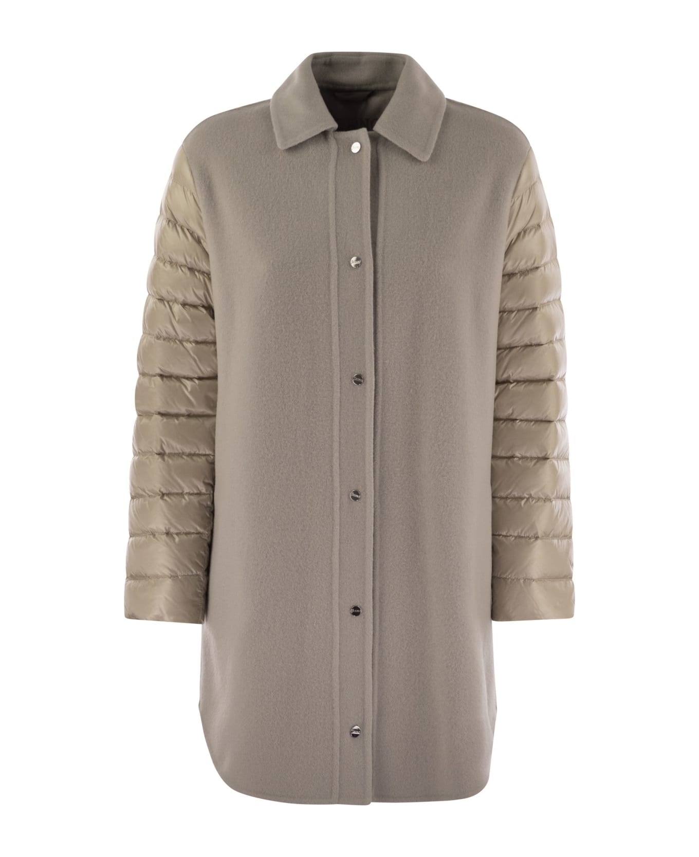 Herno Coat With Down Sleeves - Beige