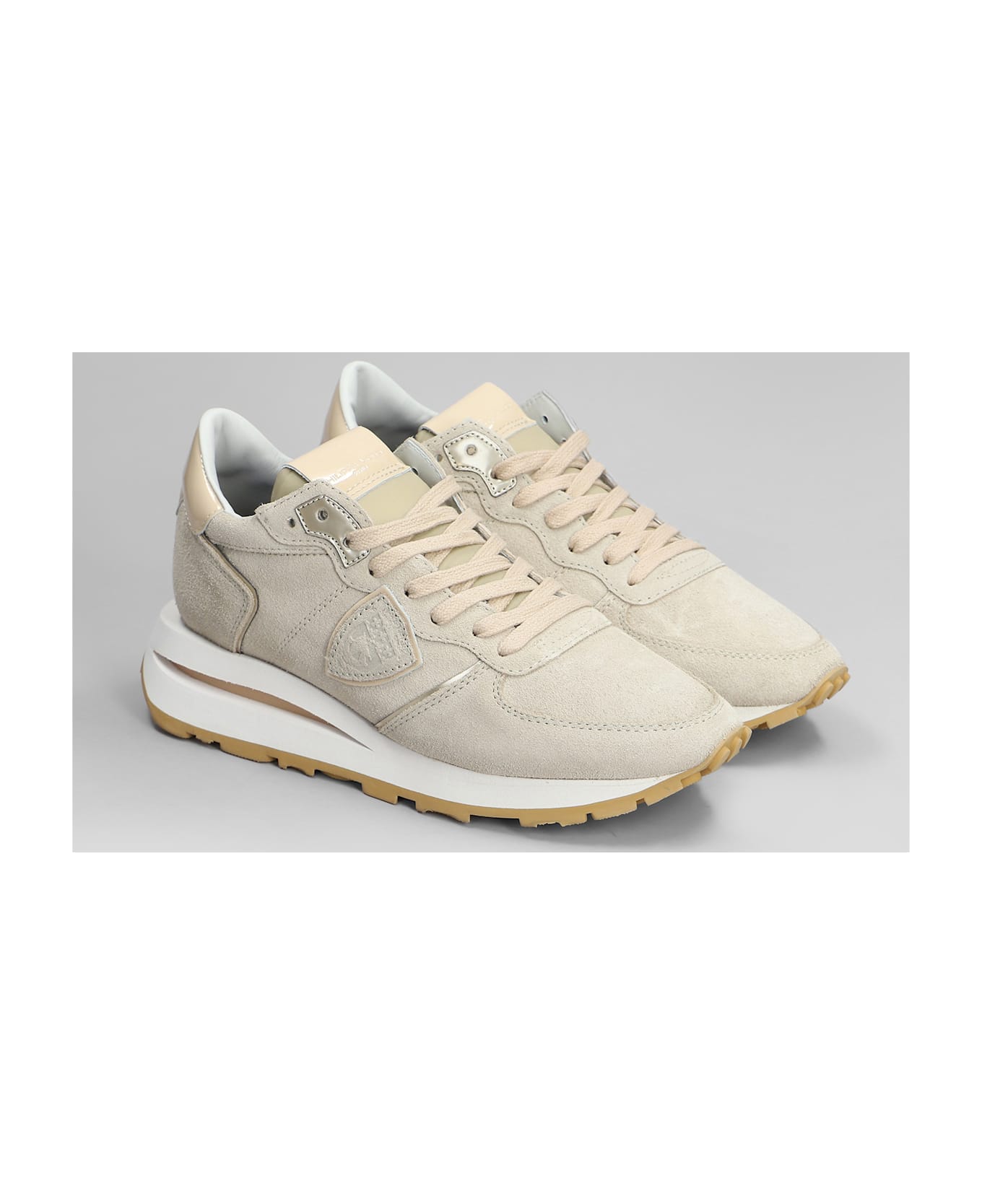 Philippe Model Tropez Haute Sneakers In Beige Suede - beige