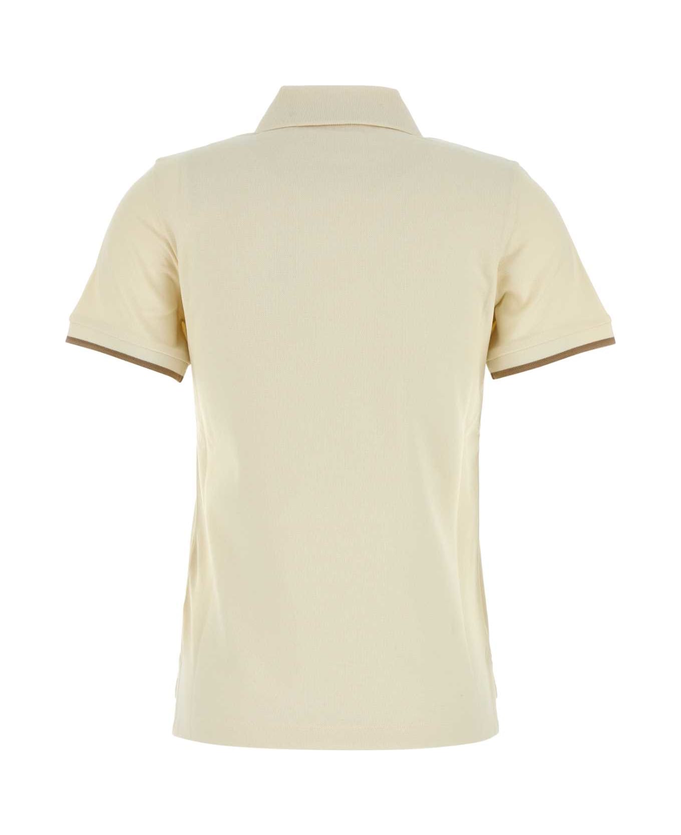 Moncler Cream Piquet Polo Shirt - White