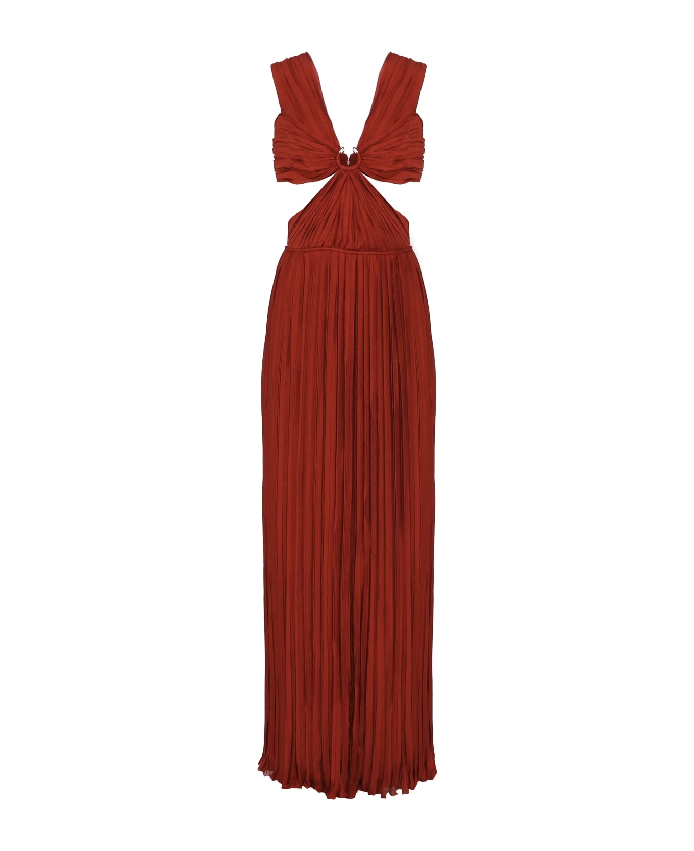 Chloé Long Cut-out Dress In Silk - Peppery red