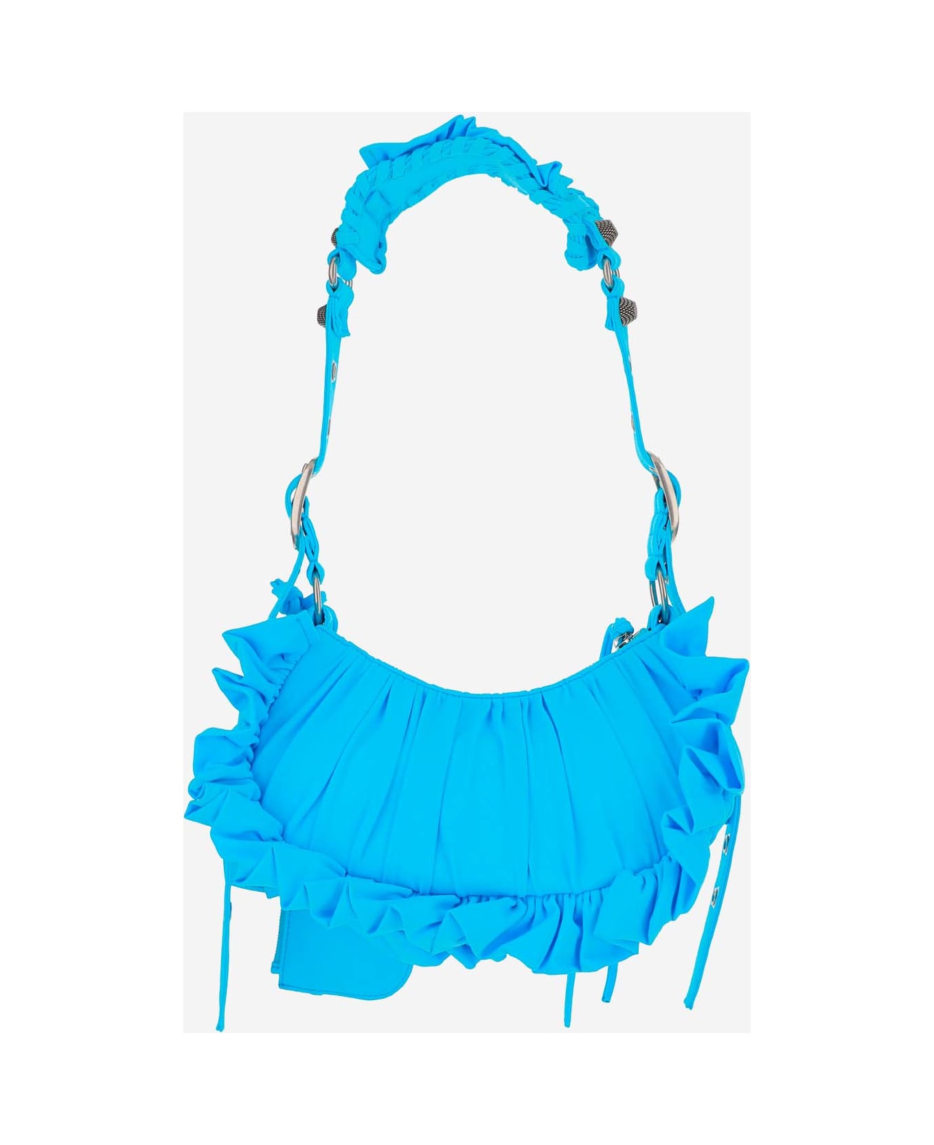 Balenciaga Le Cagole Ruffle Shoulder Bag - Clear Blue