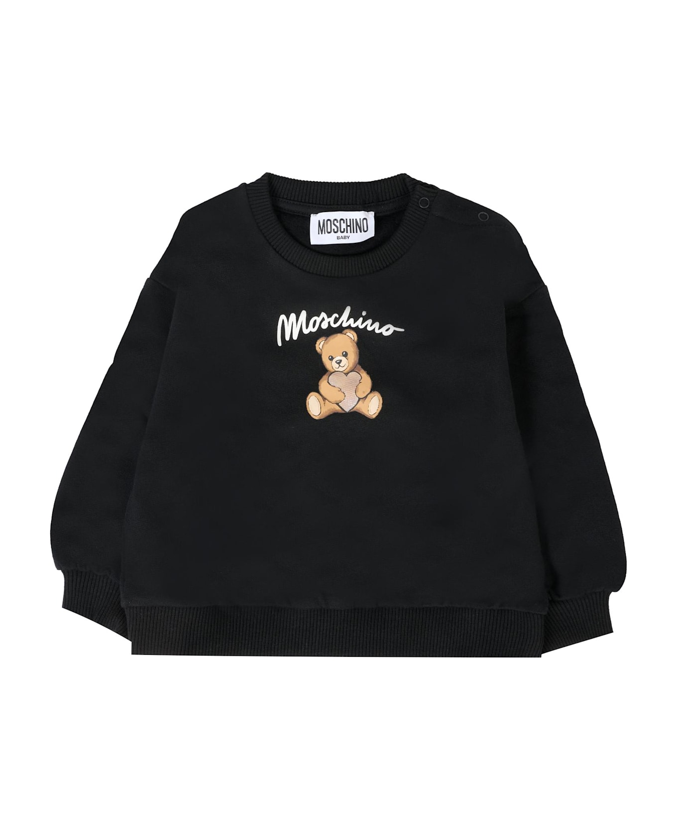 Moschino Black Sweatshirt For Baby Girl With Teddy Bear - Black