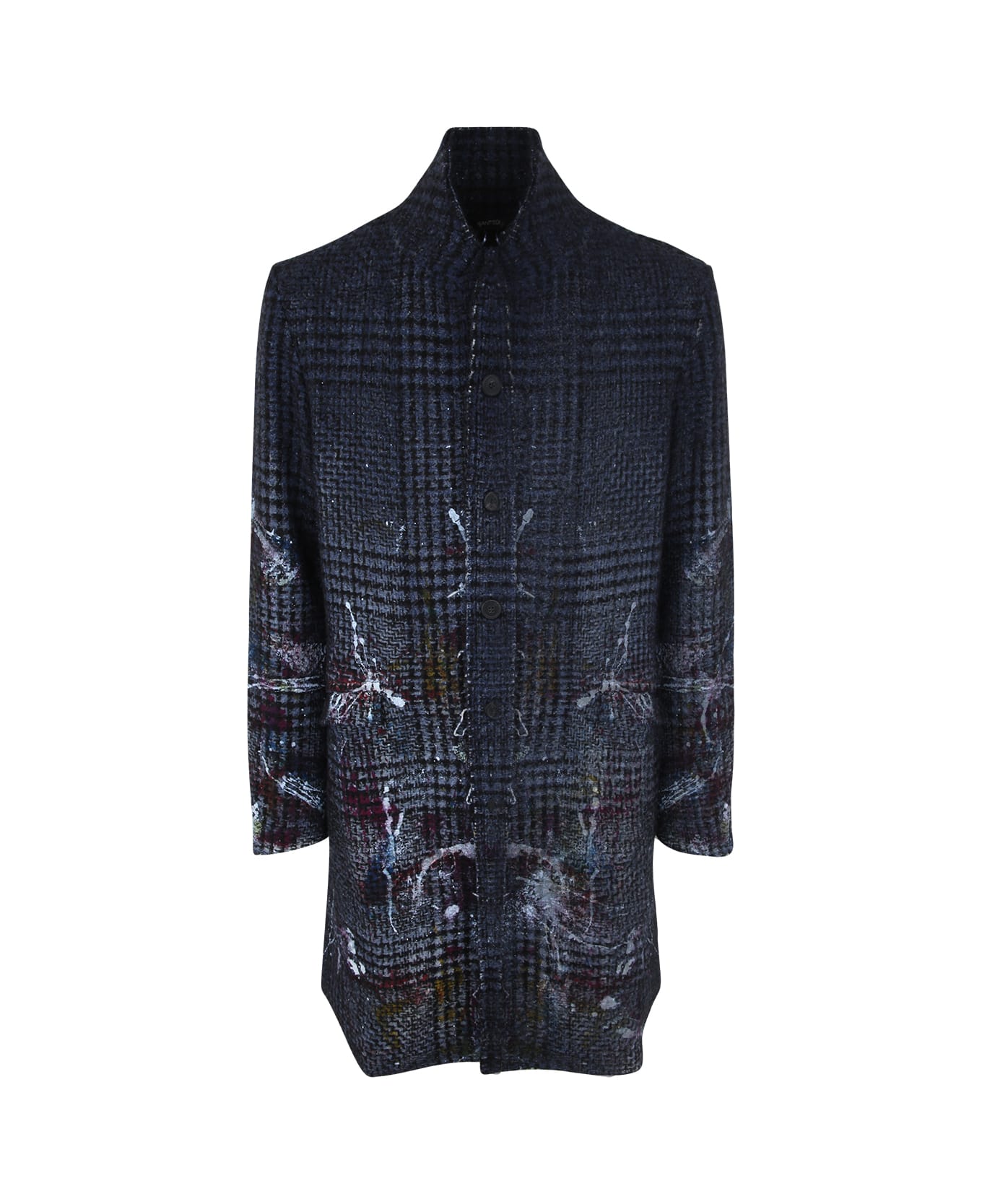 Avant Toi Colorful Splashes Prince Of Wales Coat - Midnight