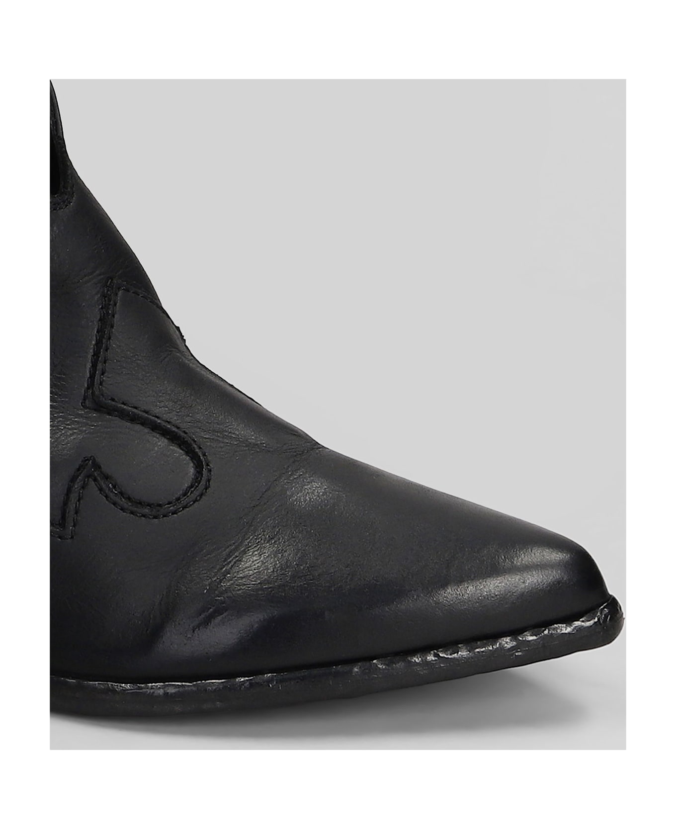 Elena Iachi Texan Ankle Boots In Black Leather - black