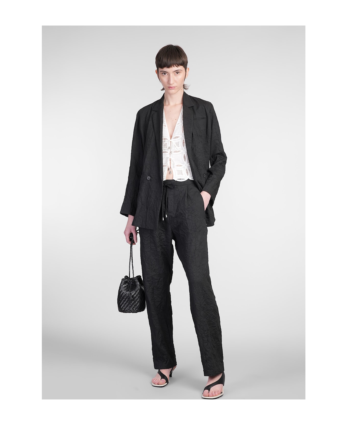 Holy Caftan Jam Blazer In Black Cotton - black