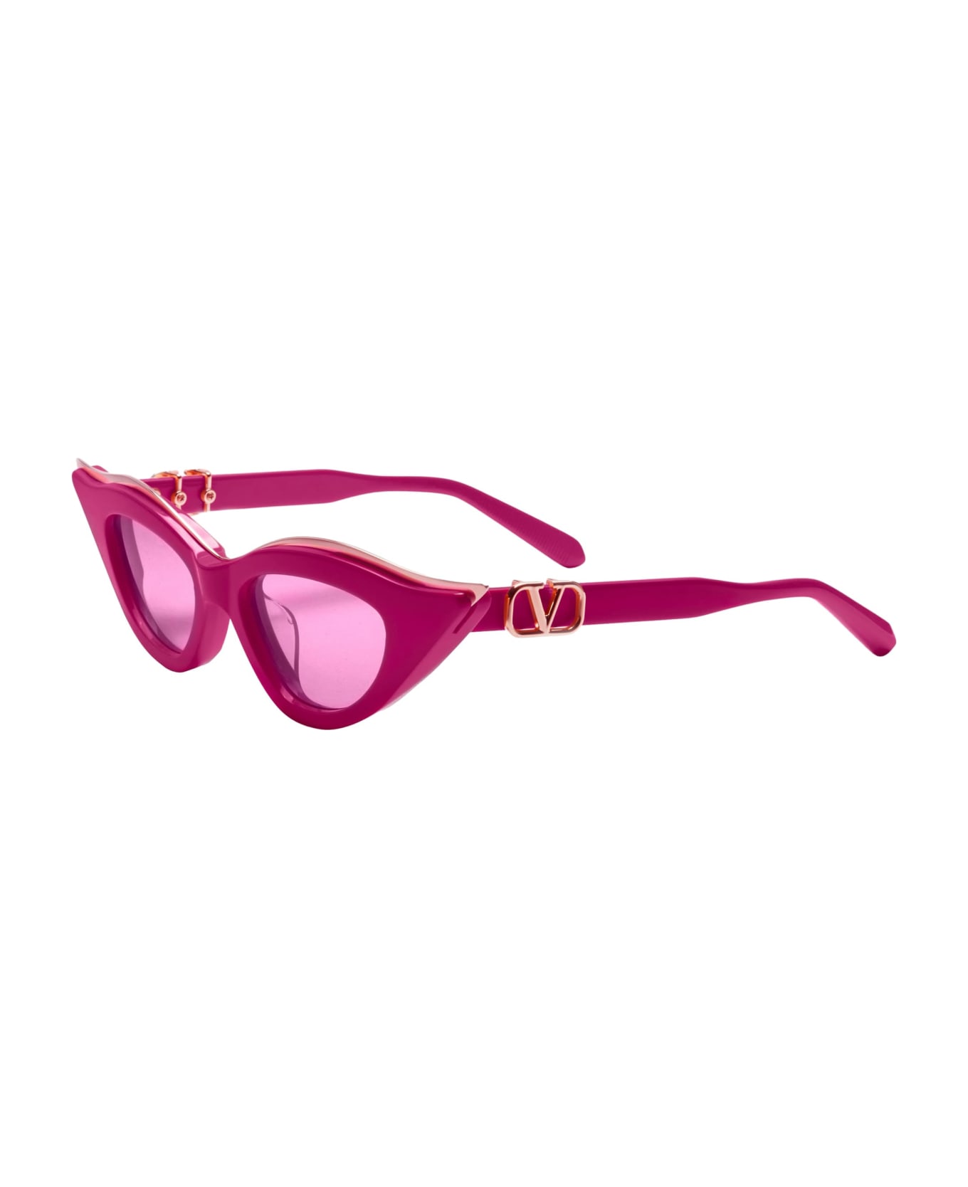 Valentino Eyewear V-goldcut Ii - Pink / White Gold Sunglasses - pink/gold
