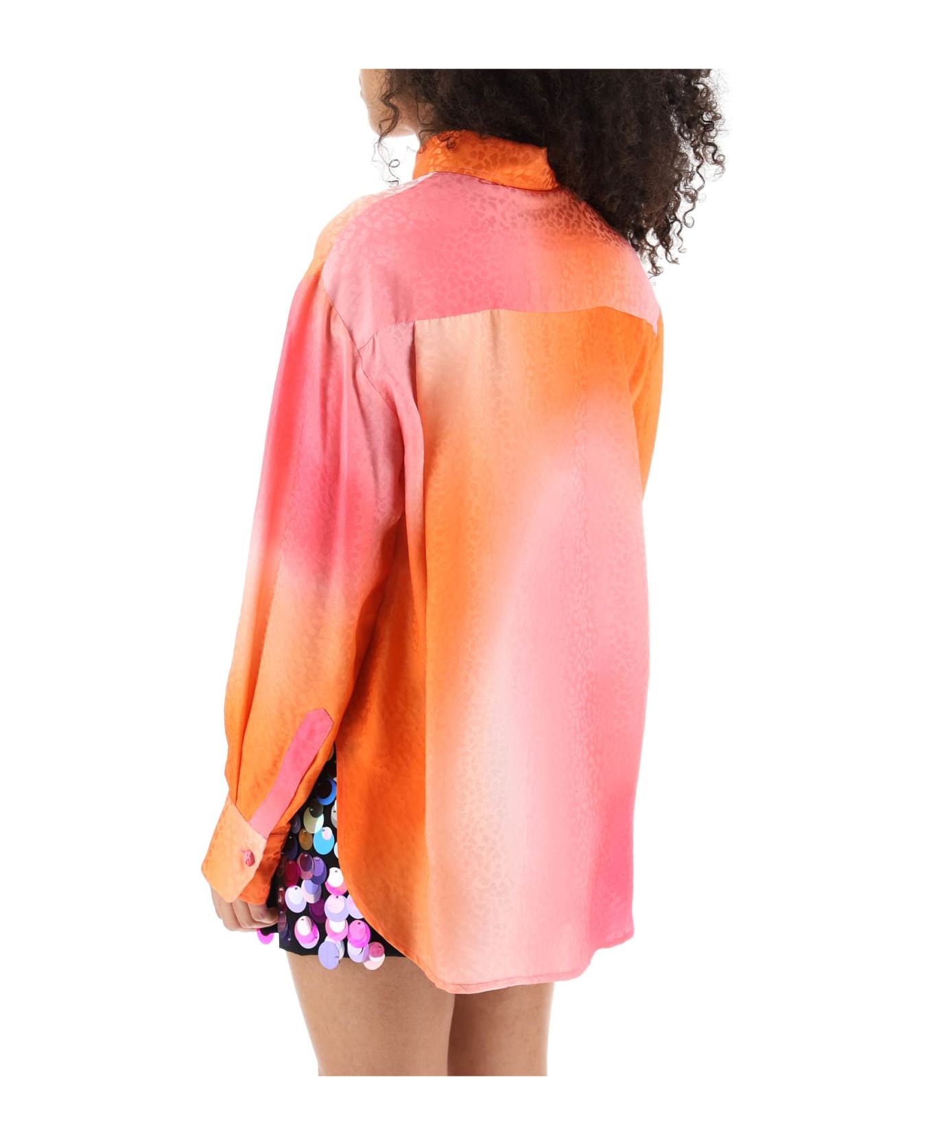 Art Dealer Charlie Shirt In Jacquard Silk - PINK ORANGE PRINT (Orange)