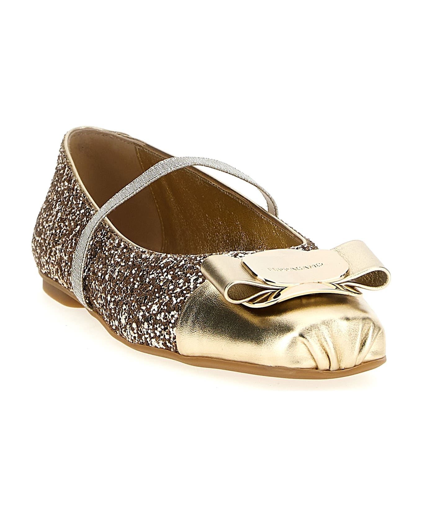 Ferragamo 'zina Toe' Ballet Flats - Gold