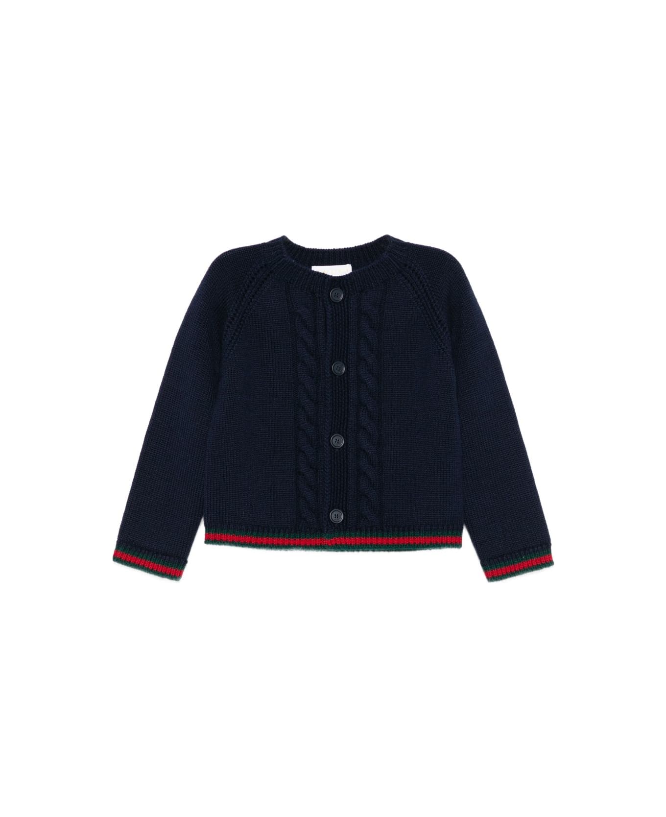 Gucci Kids Blue Cable-knit Cardigan Jacket - MultiColour