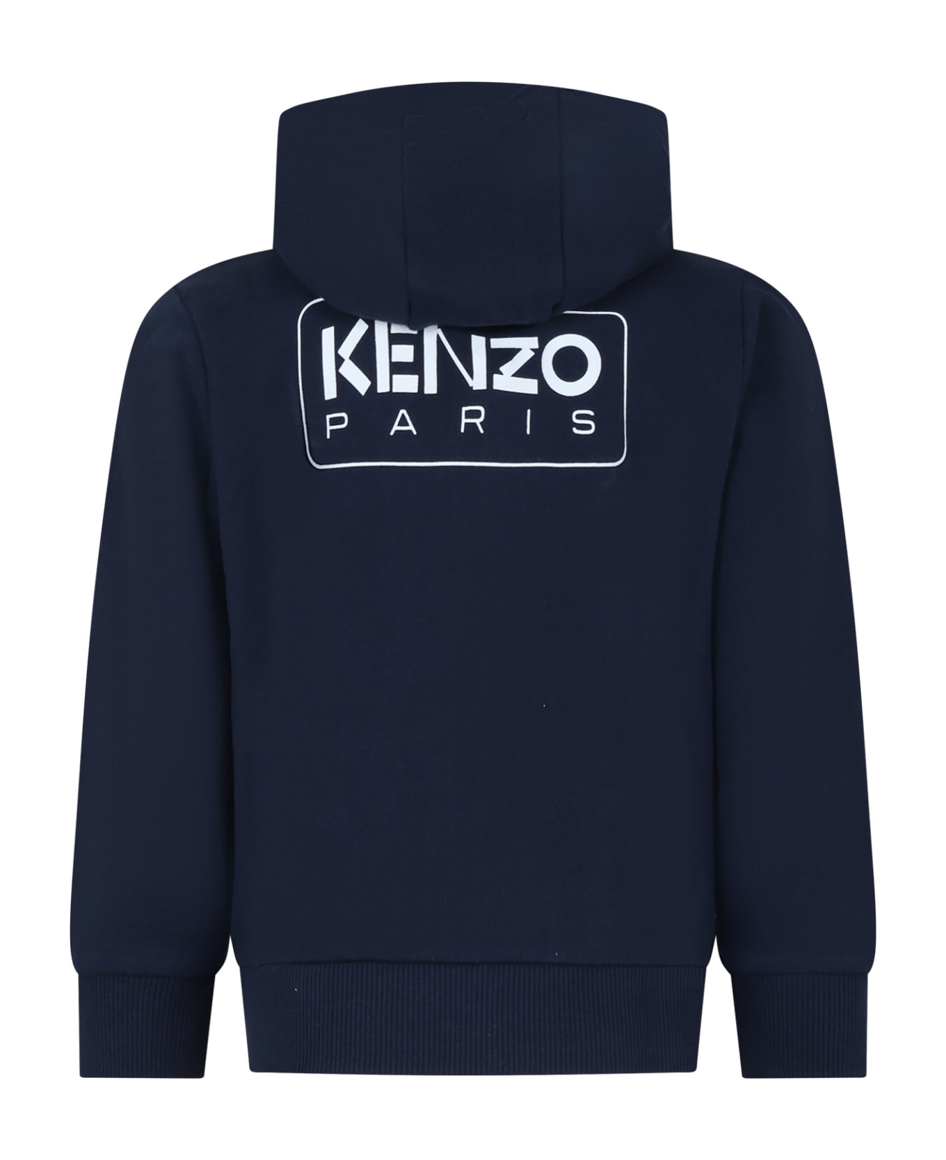 Kenzo Kids Blue Hoodie For Boy With Logo - A Marine