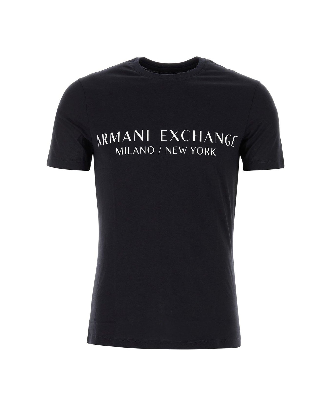 Armani Collezioni Logo Printed Crewneck T-shirt - Blue