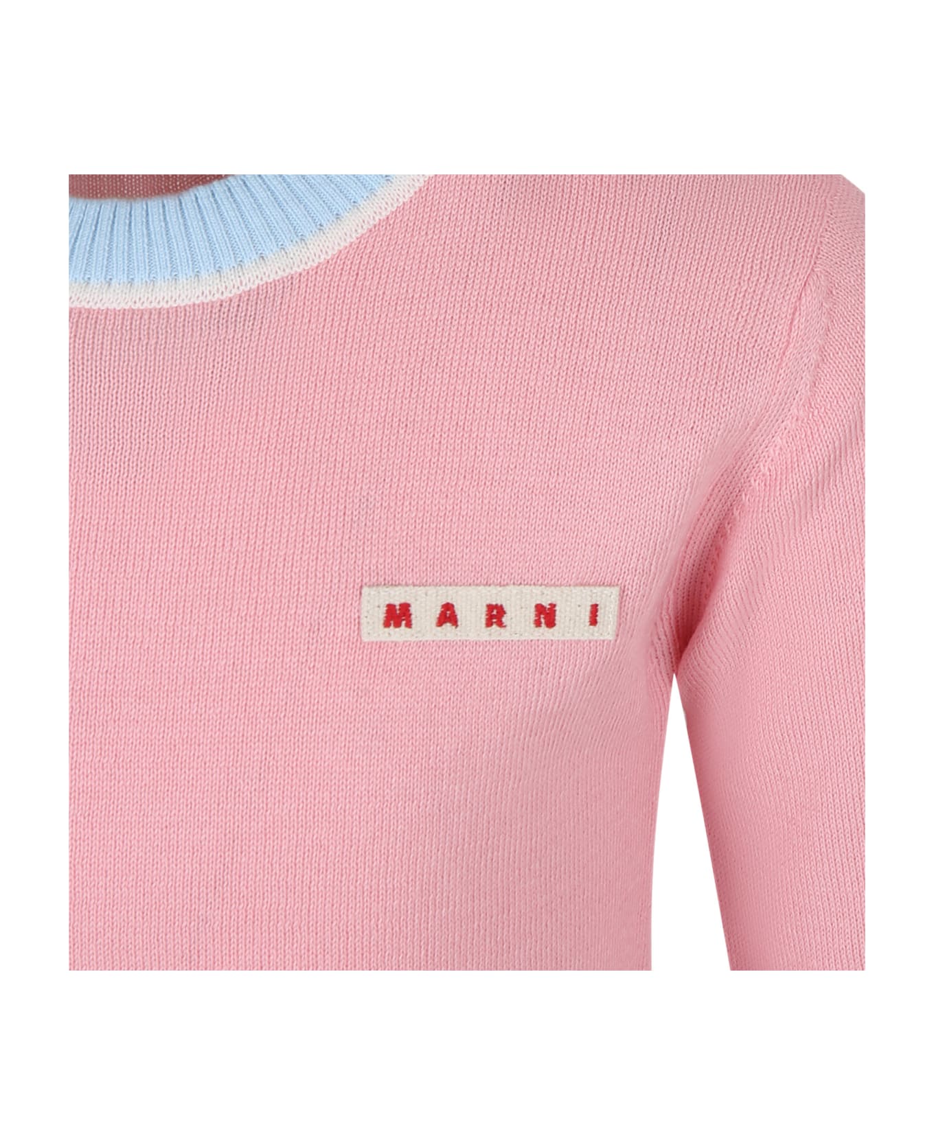 marni buty Pink Sweat For Girl With Logo - Pink