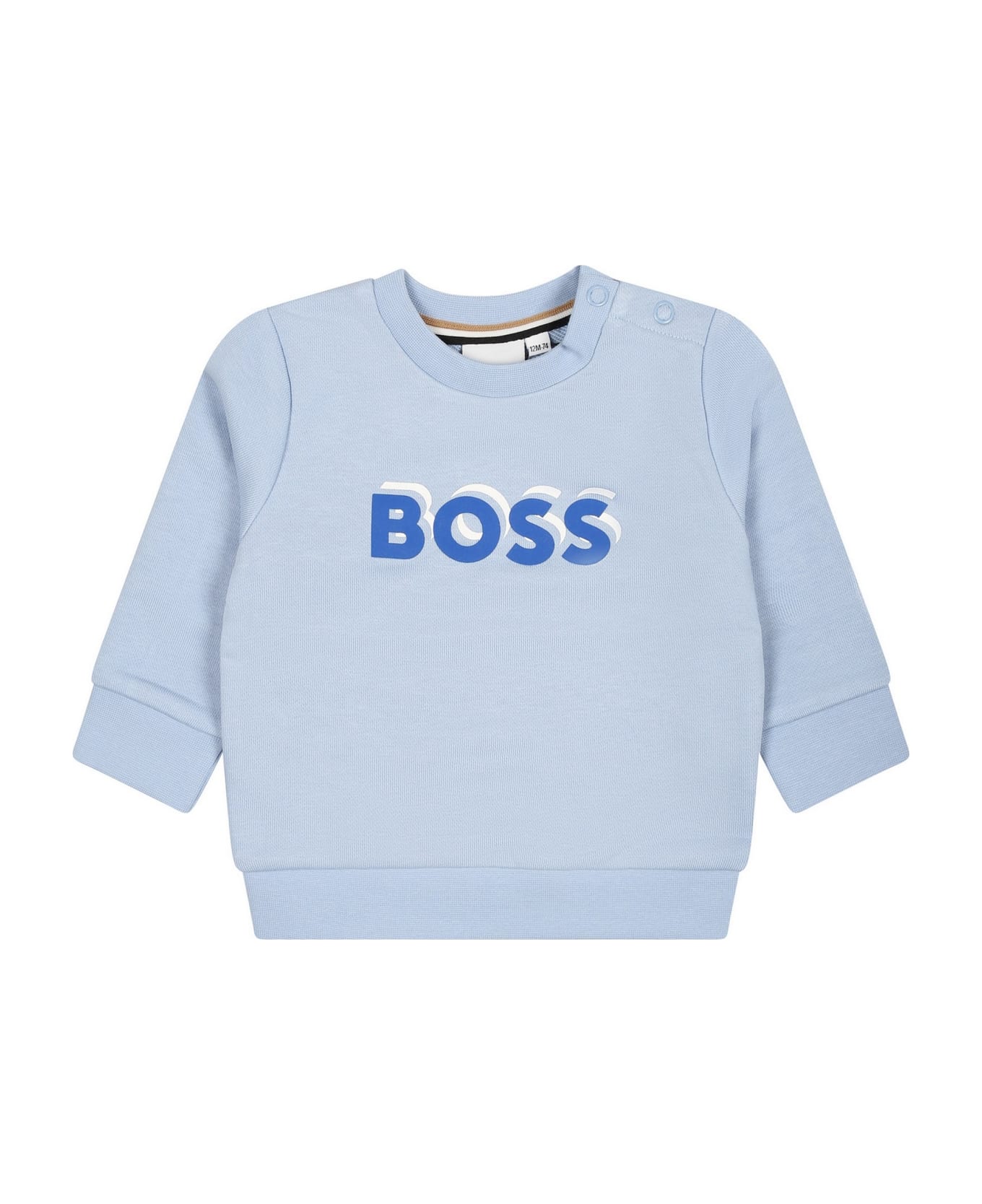 Hugo Boss Round Neck Sweatshirts Celeste - Light Blue