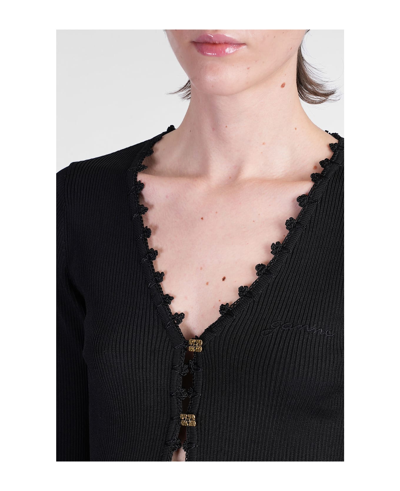 Ganni Cardigan In Black Viscose - black