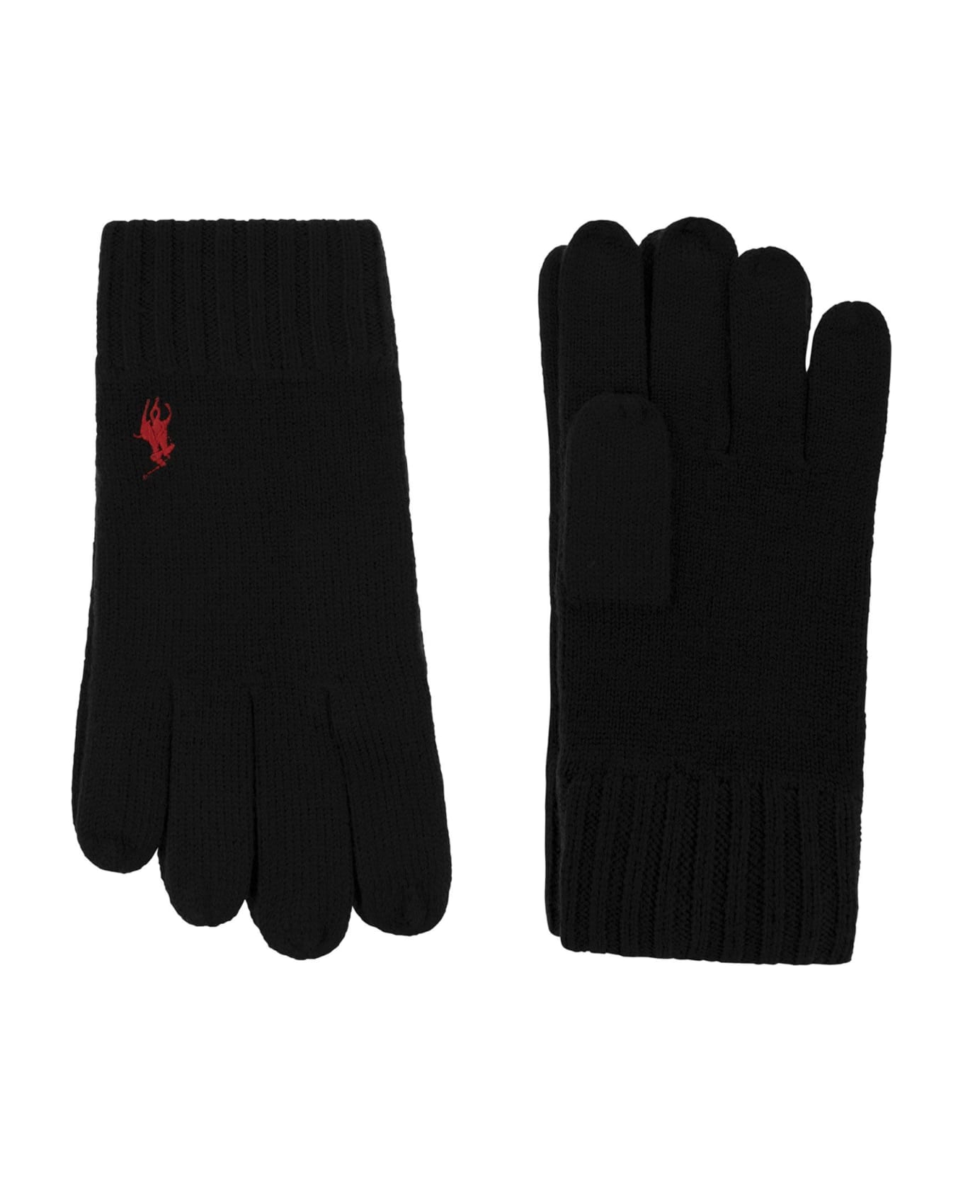 Polo Ralph Lauren Knitted Touch Gloves With Pony - Black 手袋