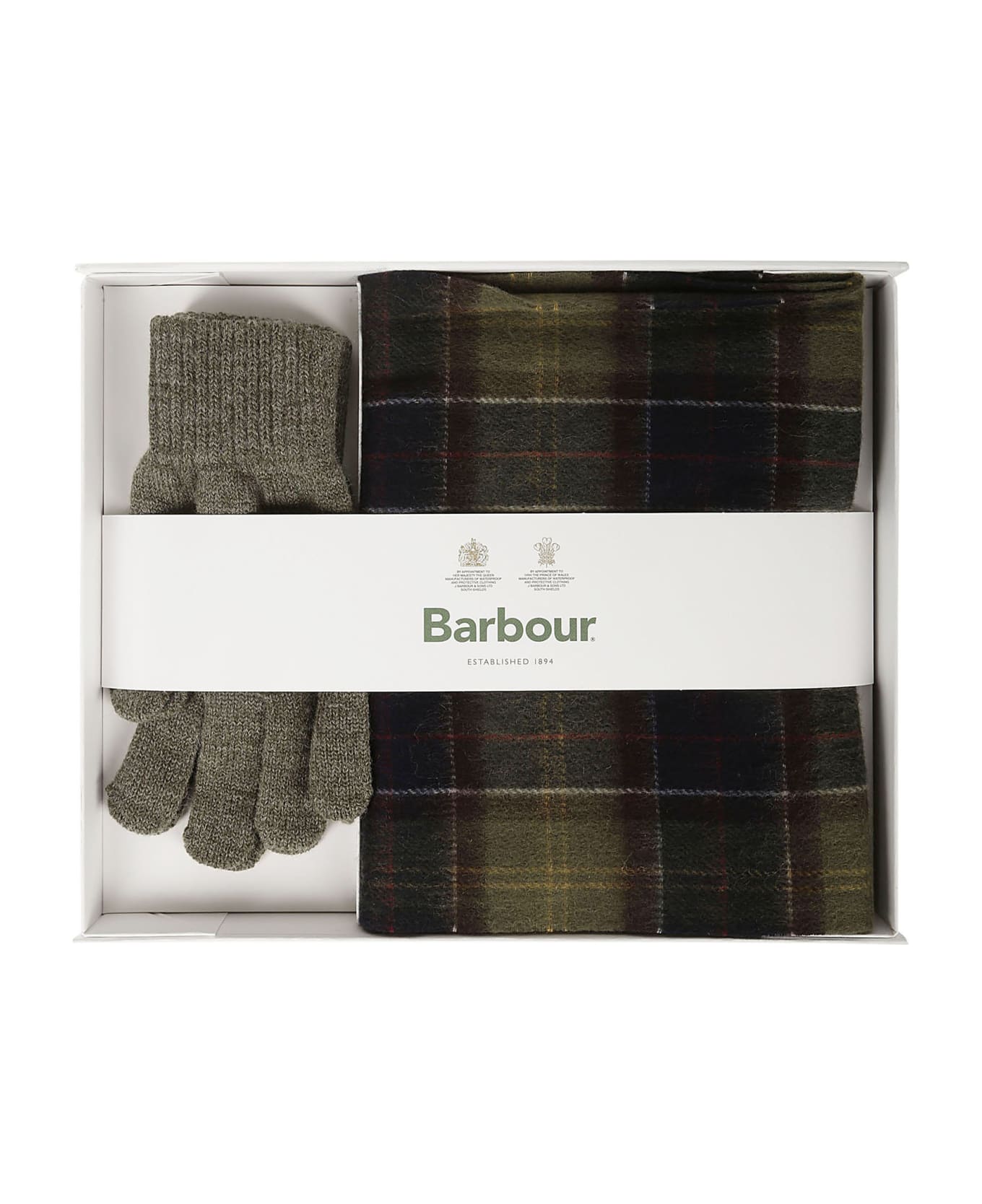 Barbour Tartan Scarf Glove Gift Set - Classic Olive