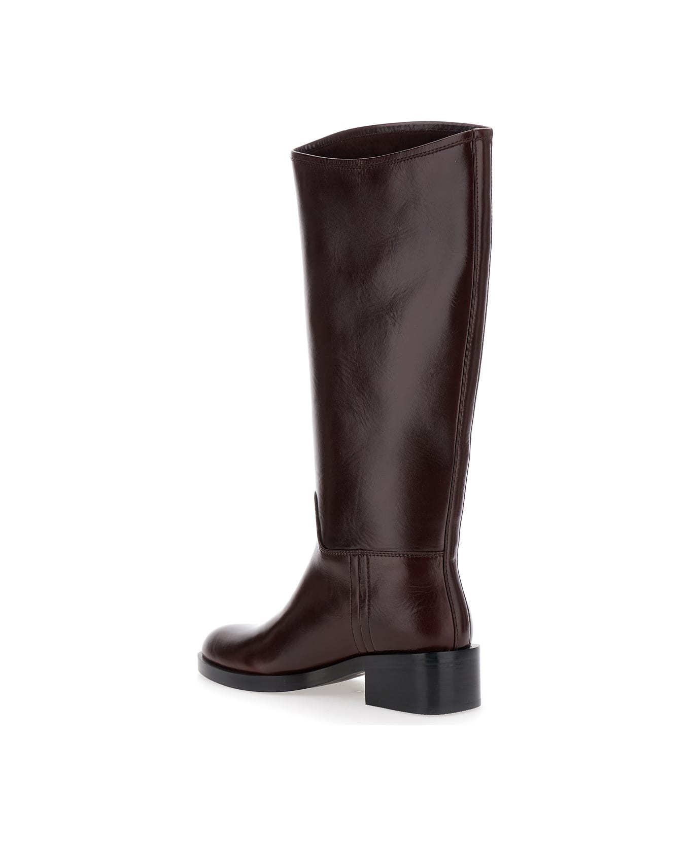 Jeffrey Campbell Brown Knee High Boots With Block Heel In Leather Woman - Brown