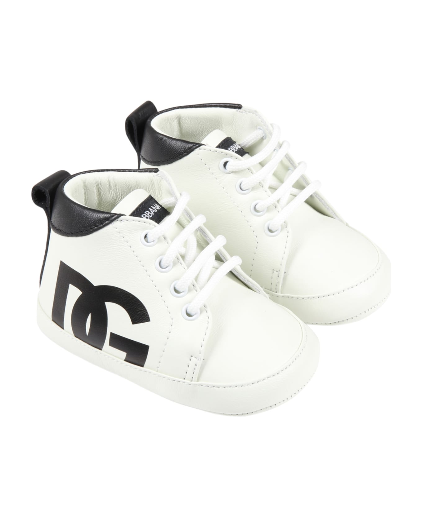 Dolce & Gabbana White Shoes For Baby Kids With Logo - White